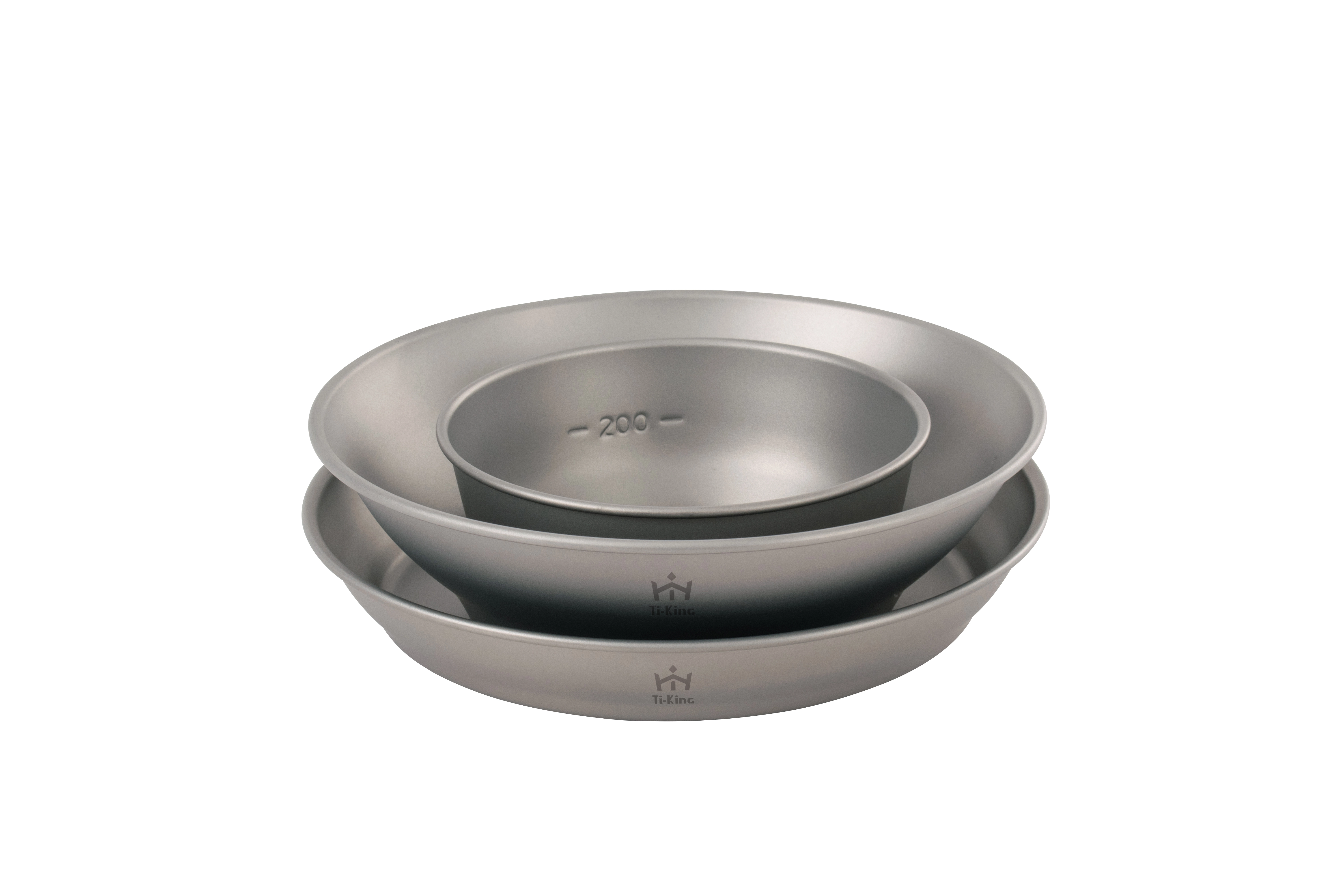 Titanium single-walled 3 pieces tableware set bowl & dish & plate 1