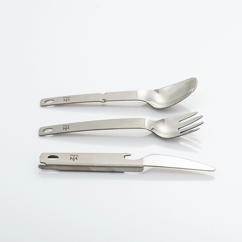 Titanium polished cutlery set short 3-pieces tableware multifunctional knife & fork & spoon for outdoor camping-1759992639350927 1