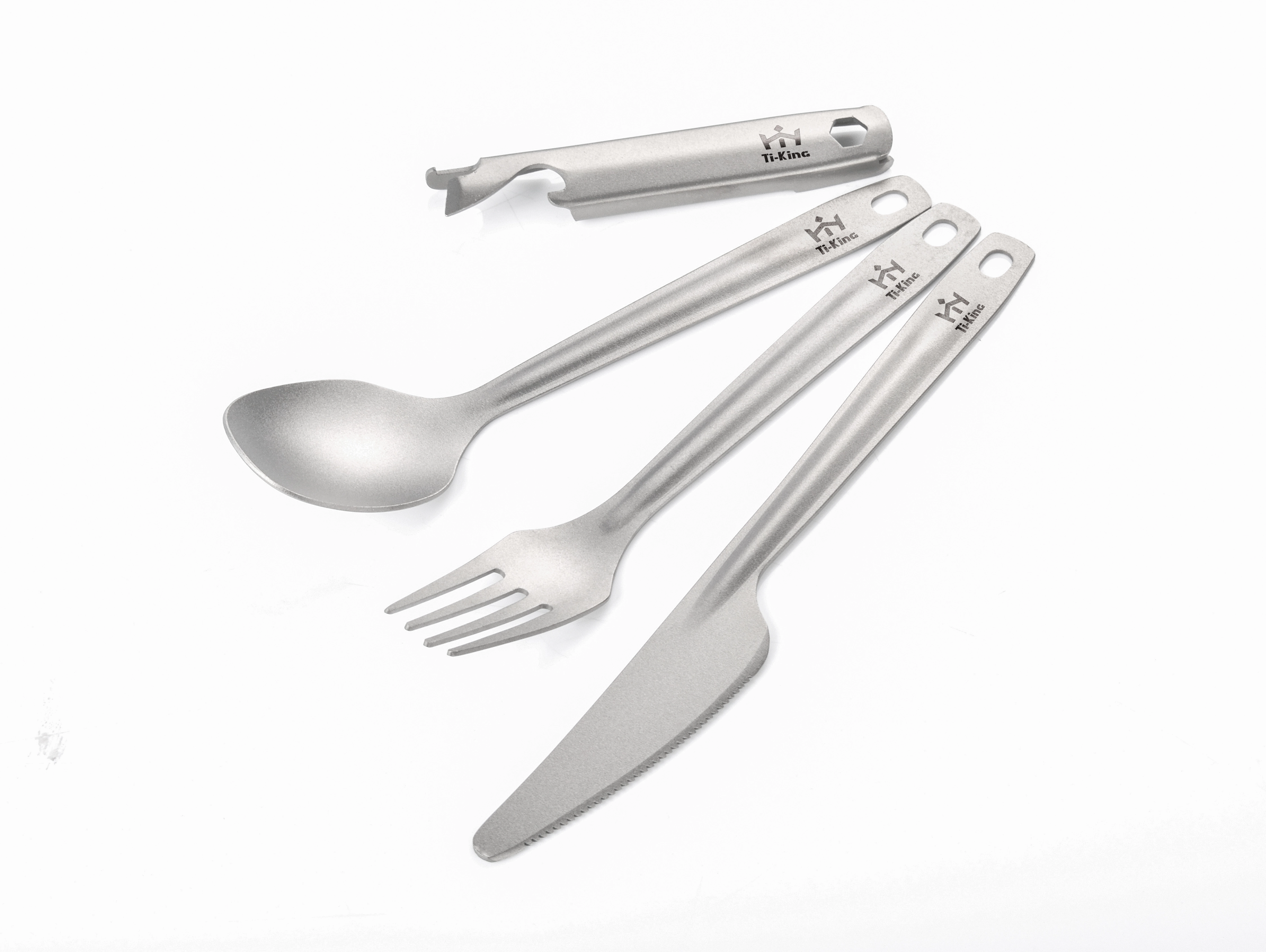 Titanium compact cutlery set 4 pcs 1 fork, 1 knife, 1 spoon & 1 knife pouch for outdoor 1