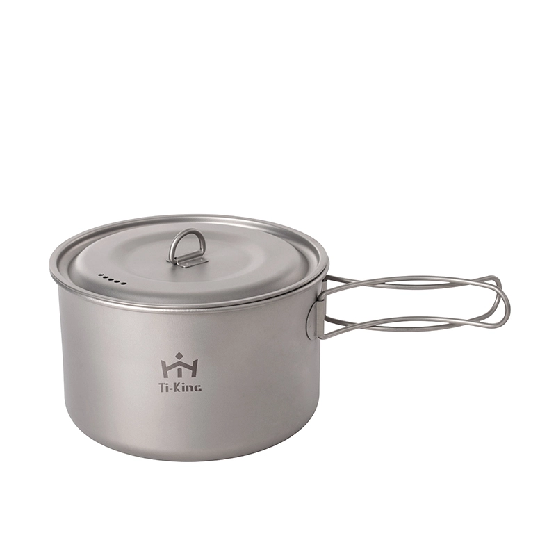 Titanium cooking pot with swing-out handle and titanium lid sand-blasting finishing for outdoor camping hiking 1