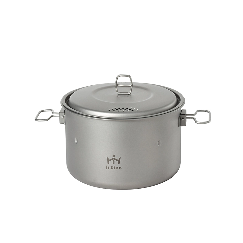 Titanium healthy cooking pot with steam rack for outdoor camping 1