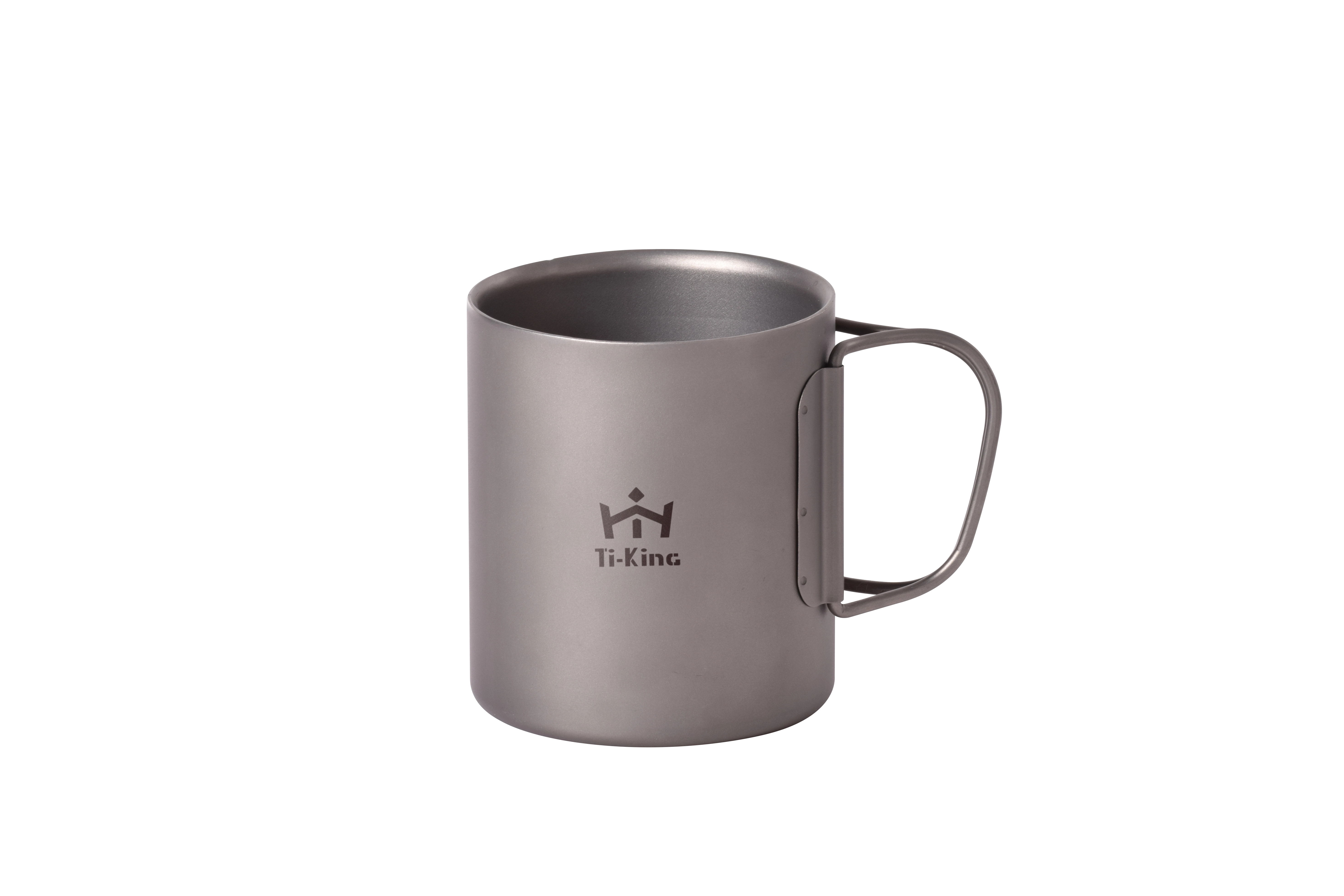 Titanium double-walled cup with folding handle for outdoor camping 1