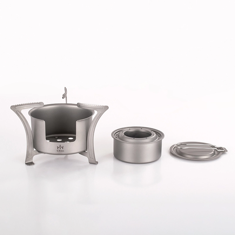 Titanium wood stove and alcohol burner combo for one person outdoor backpacking/ camping/hiking 1