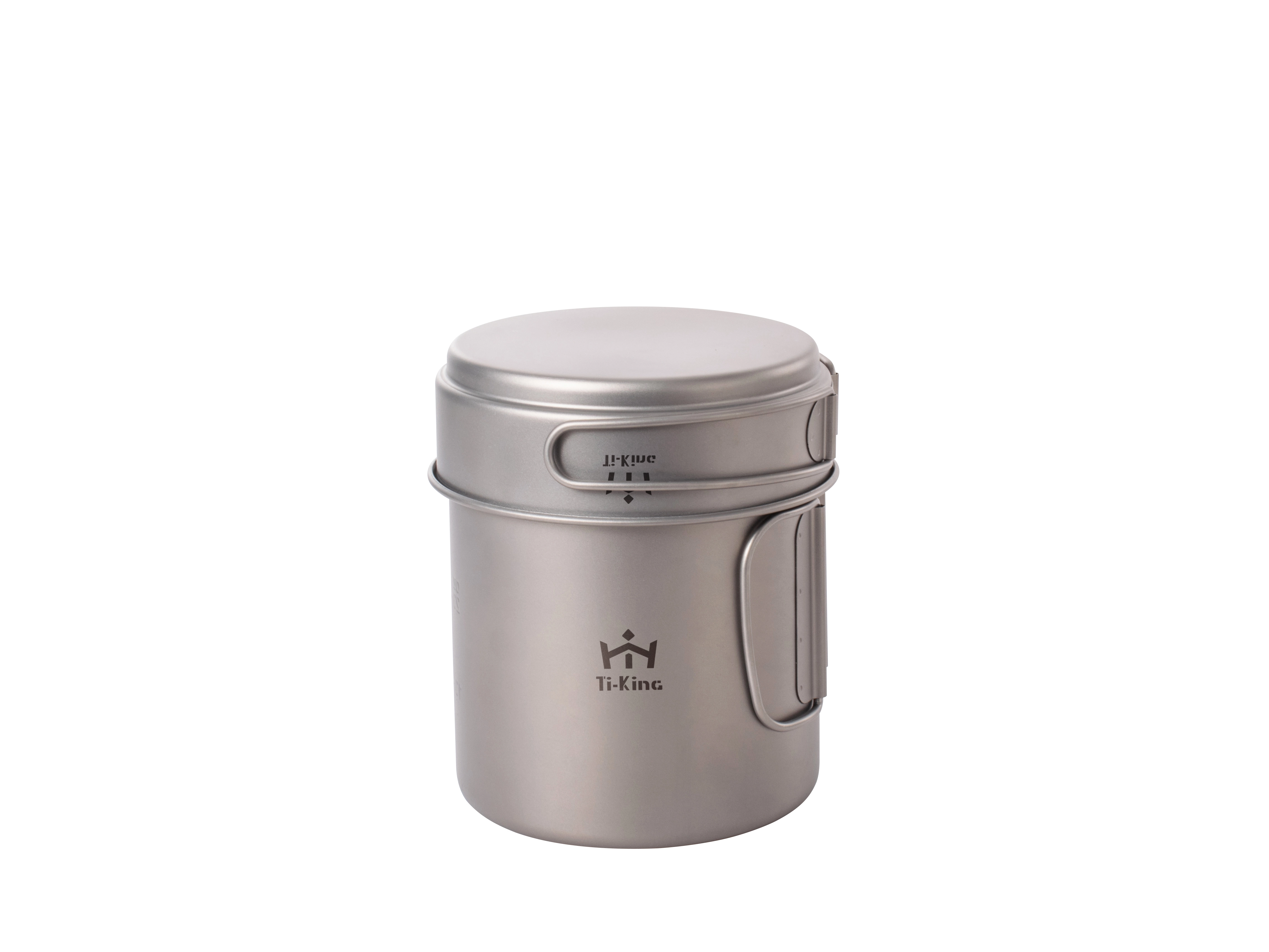 Titanium multifunctional cookset(with 1100ml pot and 450ml pan) - open fire cooking, with folding handle 1