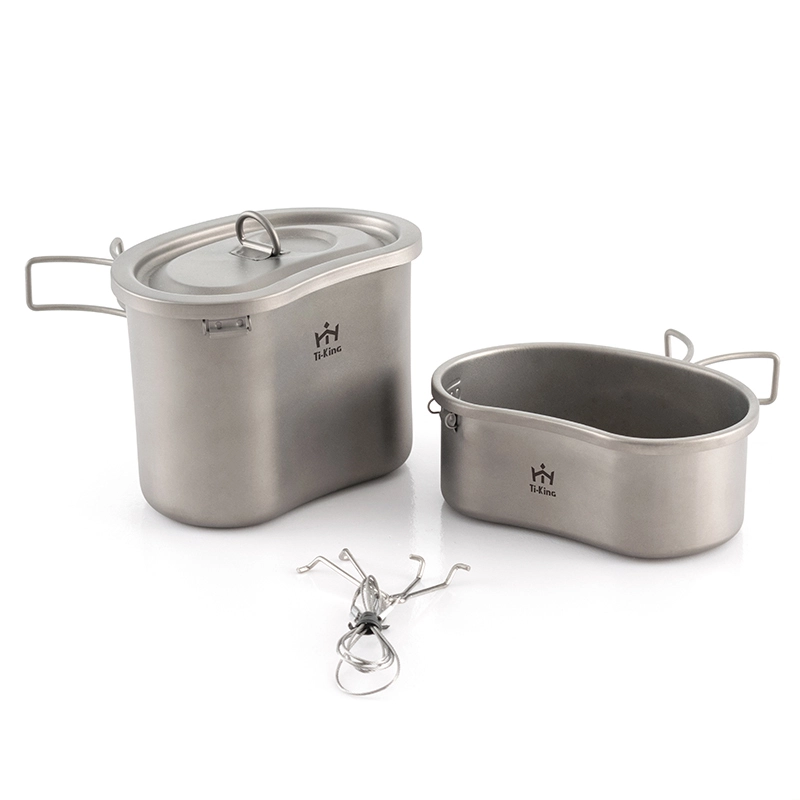 Titanium camping & military mess kit healthy lightweight sturdy for outdoor use 740ml lunch box& 380ml cup 1