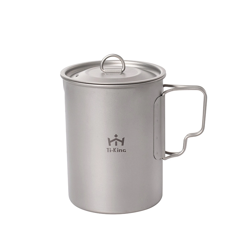 Ti-King Titanium Multifunctional Camping Cooking Pot Cup Lightweight Corrosion Resistant With Folding Handle For 1 Person Hiking Backpacking Model TK711030 TK711043 TK711034 TK11044 1