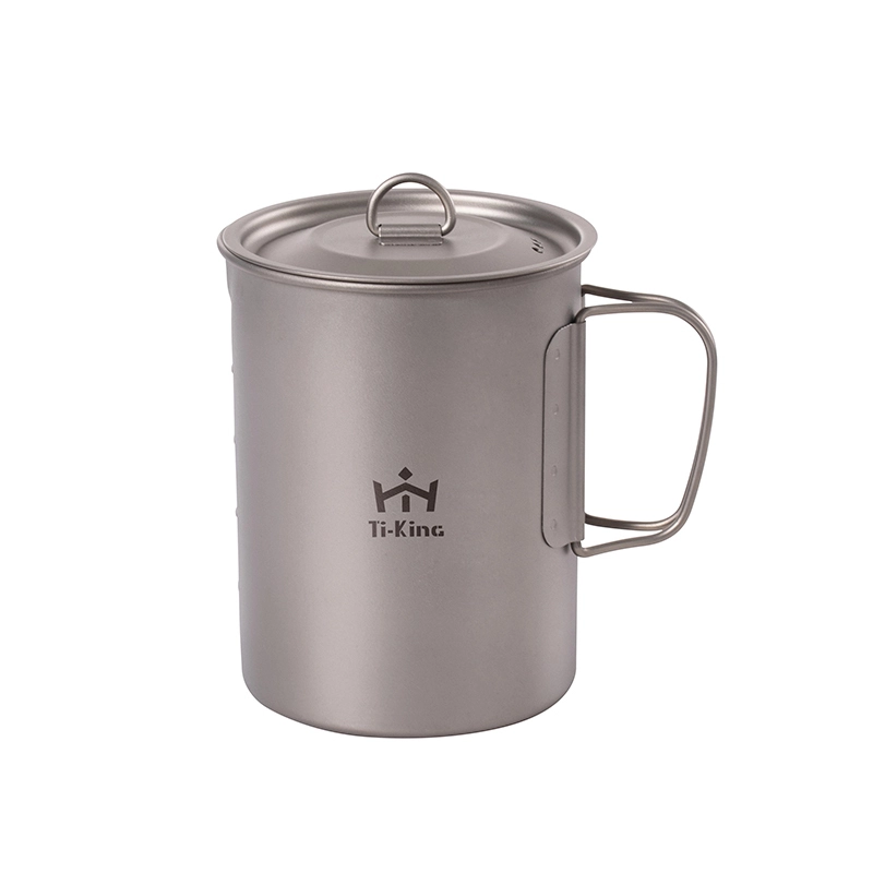 Ti-King Titanium Multifunctional Cooking Pot Cup With D-Shaped Folding Handle For 1 Person Camping Hiking Climbing Lightweight Durable Model TK73S002 TK73S003 TK73S004 TK73S005 1