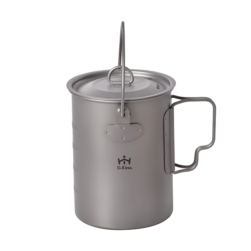 Ti-King Titanium Multifunctional Cooking Pot Cup With Hanging Handle Folding Handle For 1 Person Camping Hiking Climbing Lightweight Durable Model TK711029G TK711040G TK711046G TK711041G 1