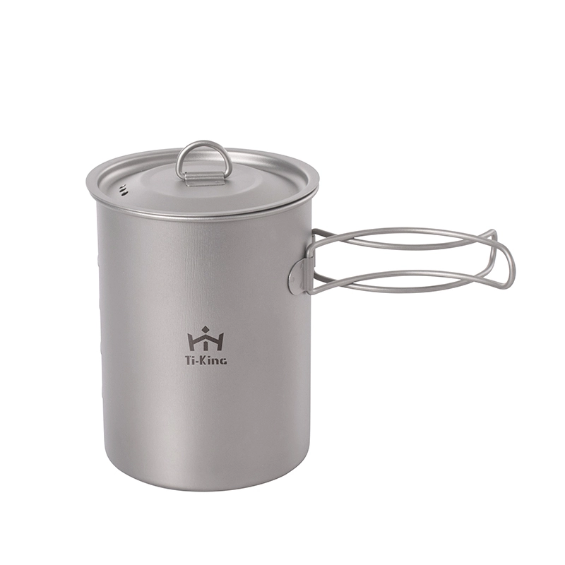 Ti-King Titanium Multifunctional Cooking Pot Cup With Swing-Out Folding Handle For 1 Person Camping Hiking Climbing Lightweight Durable Model TK73H001 TK73H002 TK73H003 TK73H004 1