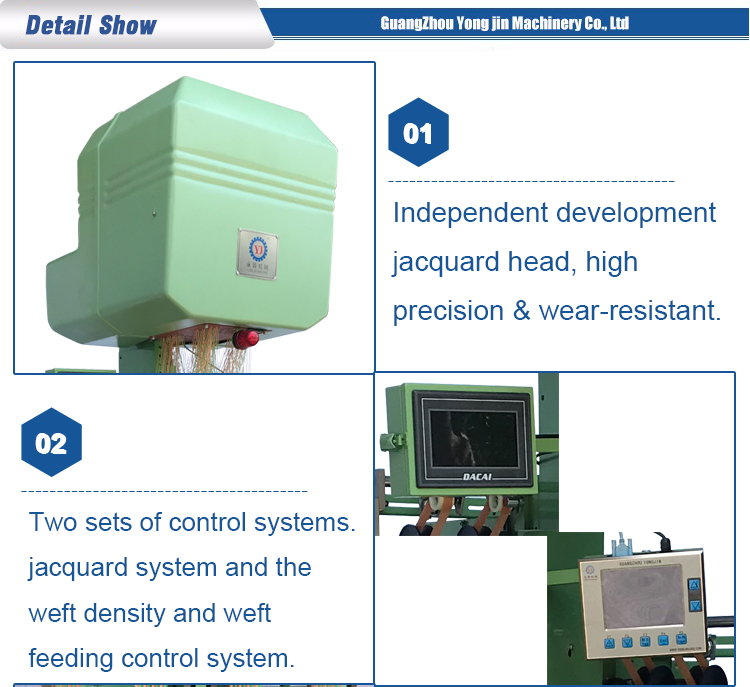 Yongjin - Yongjin wide width fabric needle loom ribbon/tape/webbing weaving machine Flat Computerized Jacquard Loom 7