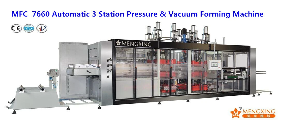 Fully Auto 3 Station PP/Pet/BOPS/PLA Food Container Forming, Cutting & Stacking Machine (MFC 7660) 1