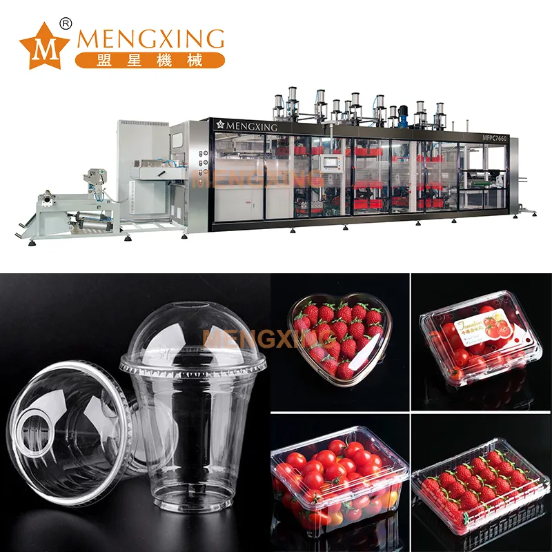 Plastic Coffee Cup Lid Forming Cutting Stacking Punching Function Automatic 4 Stations Forming Machnine Vacuum Thermoforming Machine