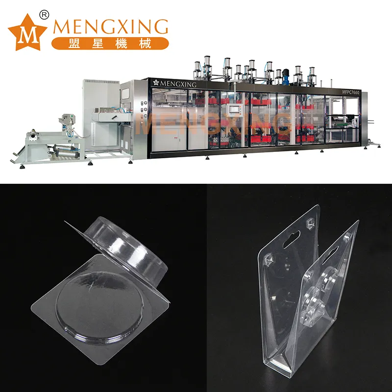 Punching Cutting Counting Stacking Function Mengxing Automatic Thermoforming Machine 4 Stations Vacuum Forming Machine Plastic Production Line