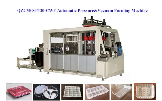 Plastic Plates Thermoforming Machine for PP, OPS, HIPS, EPS (QZC50-80/120-CWF)