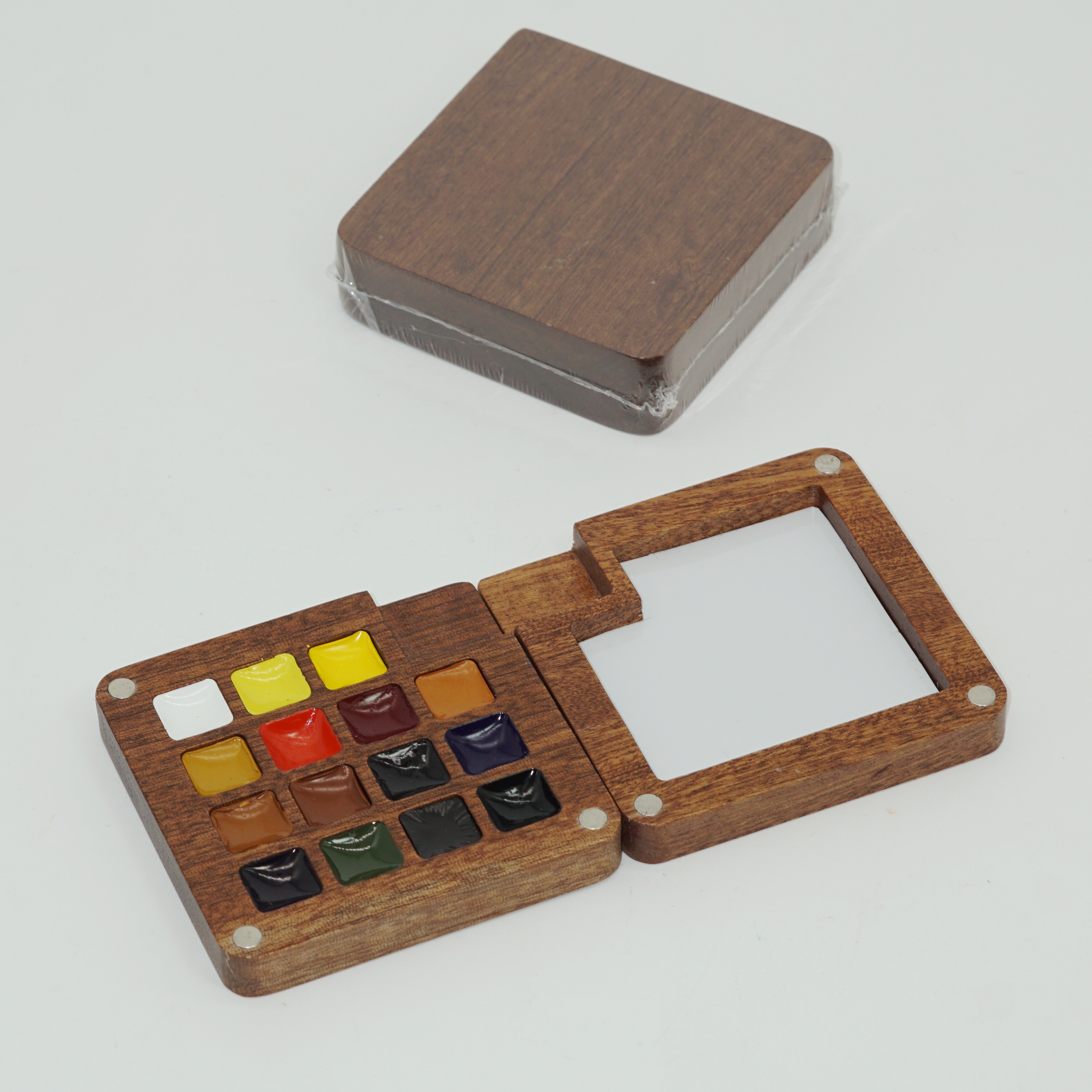 High Quality Wholesale Custom Mini Wooden Solid Watercolor with Color Palette Easy To Take for Sketching 4
