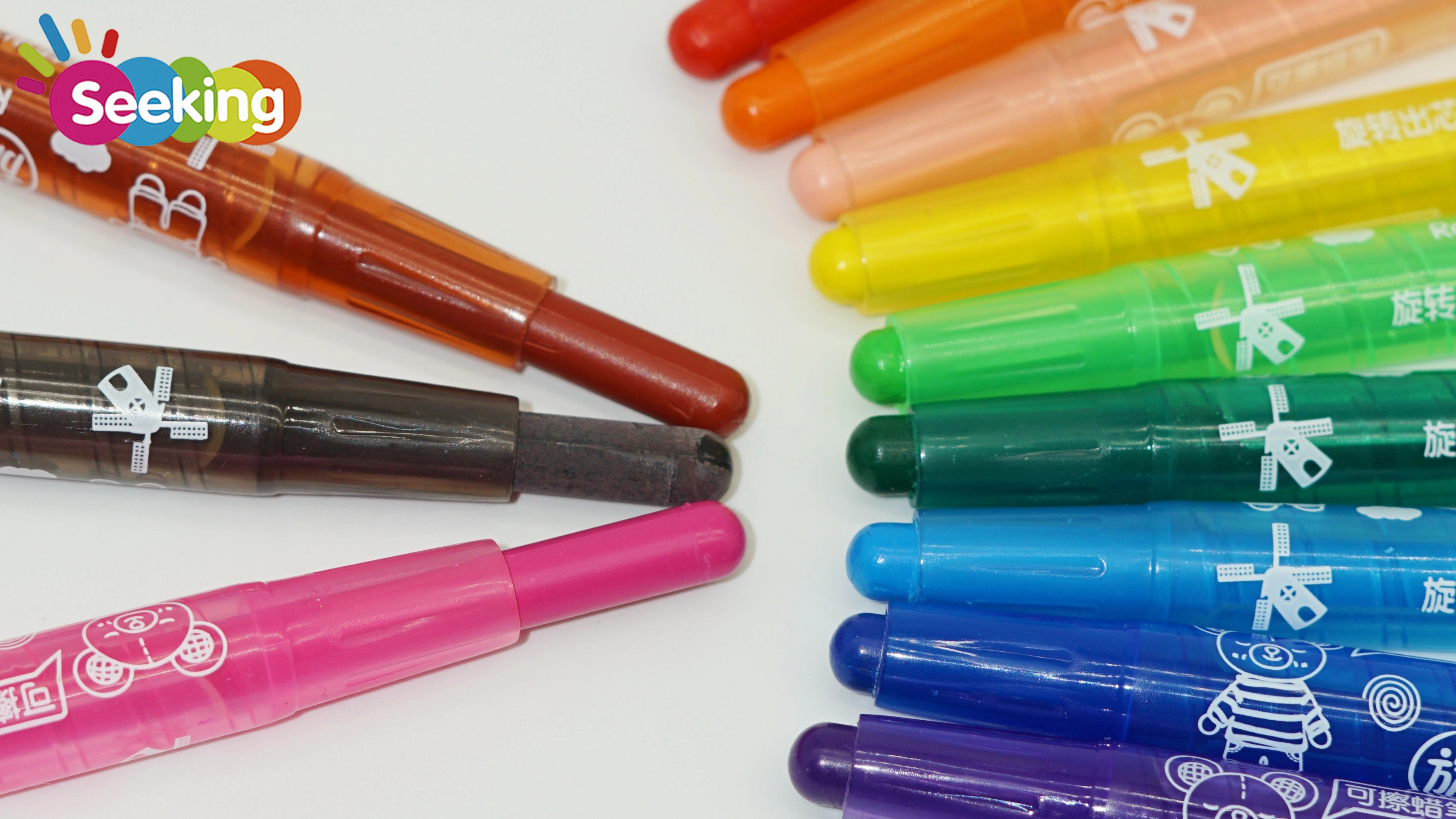 Juego de crayones plásticos giratorios de alta calidad de 12/24 colores para personalización al por mayor.1 1