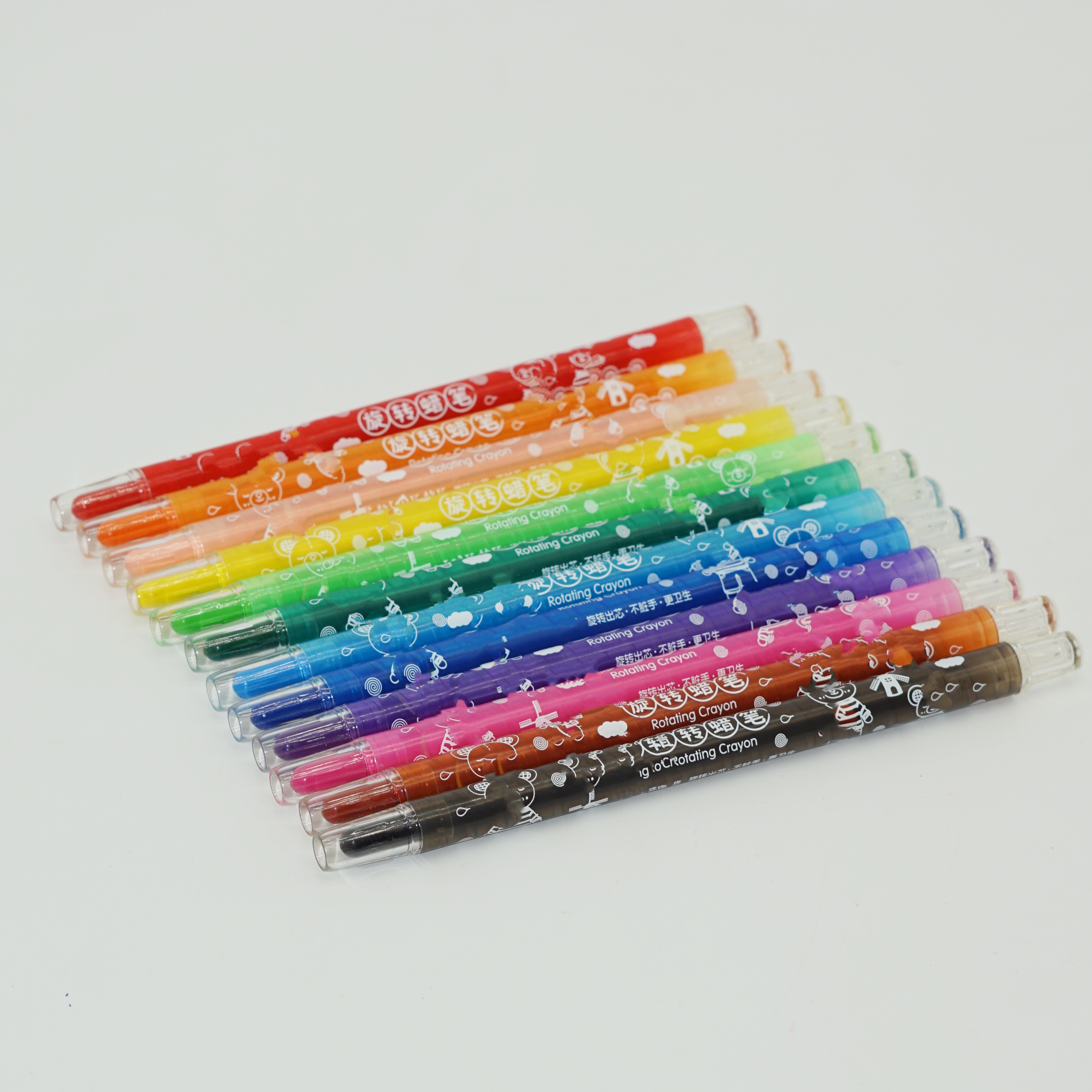 High Quality 12/24 Colors Twistable Plastic Crayons Set for Wholesale Customization1 3