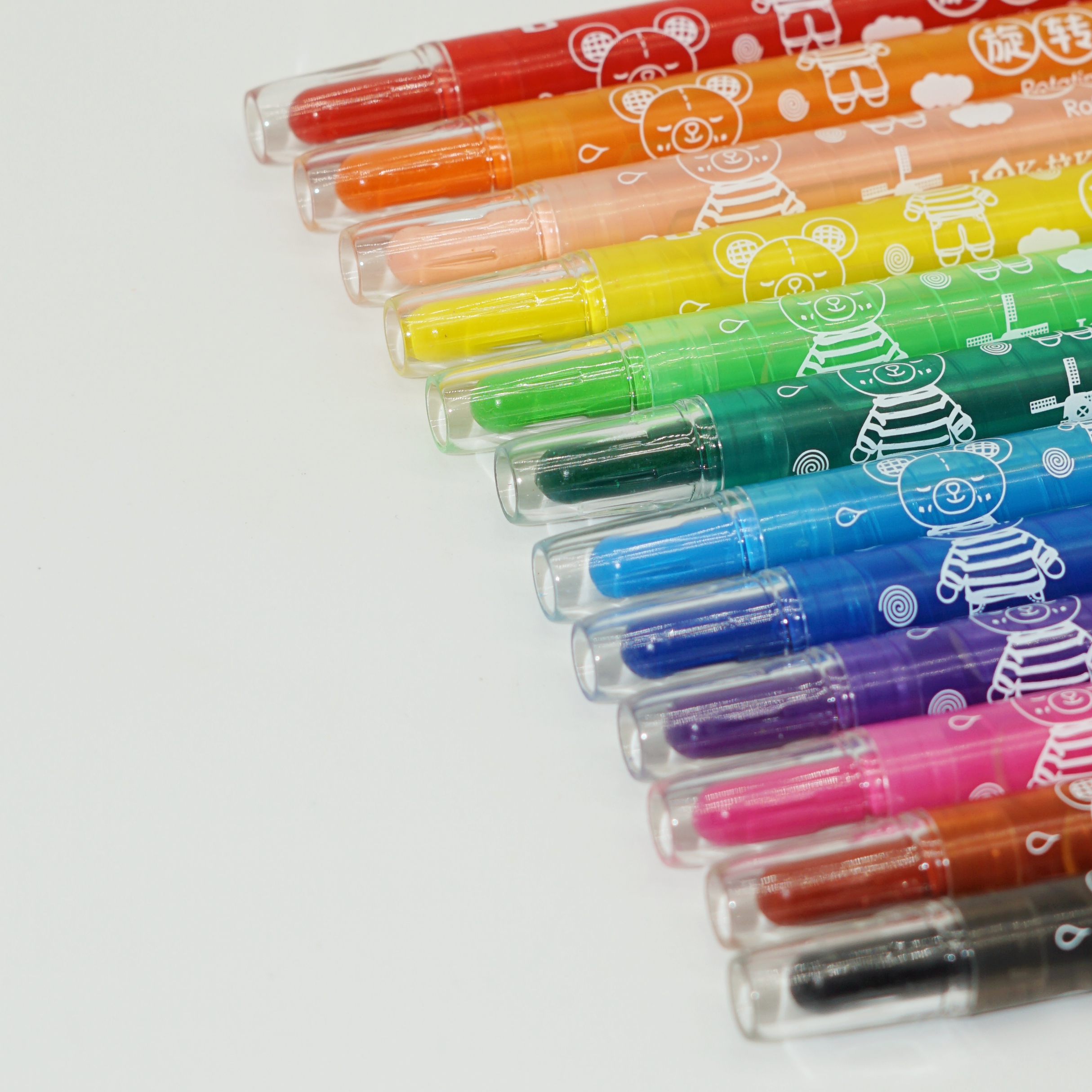 High Quality 12/24 Colors Twistable Plastic Crayons Set for Wholesale Customization1 5