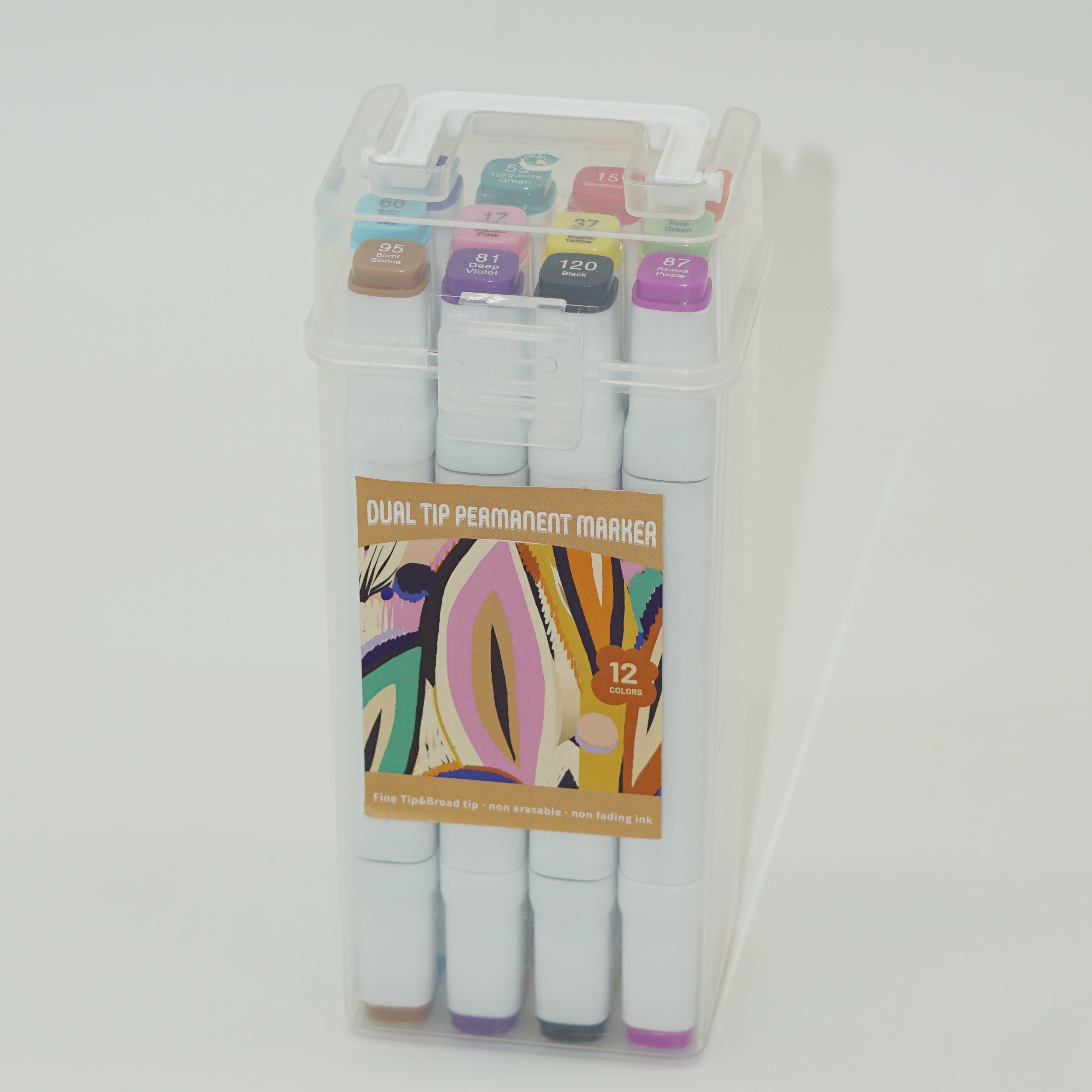 Wholesale High Quality Dual Tip Permanent Marker Box Set Customized Sticker 7