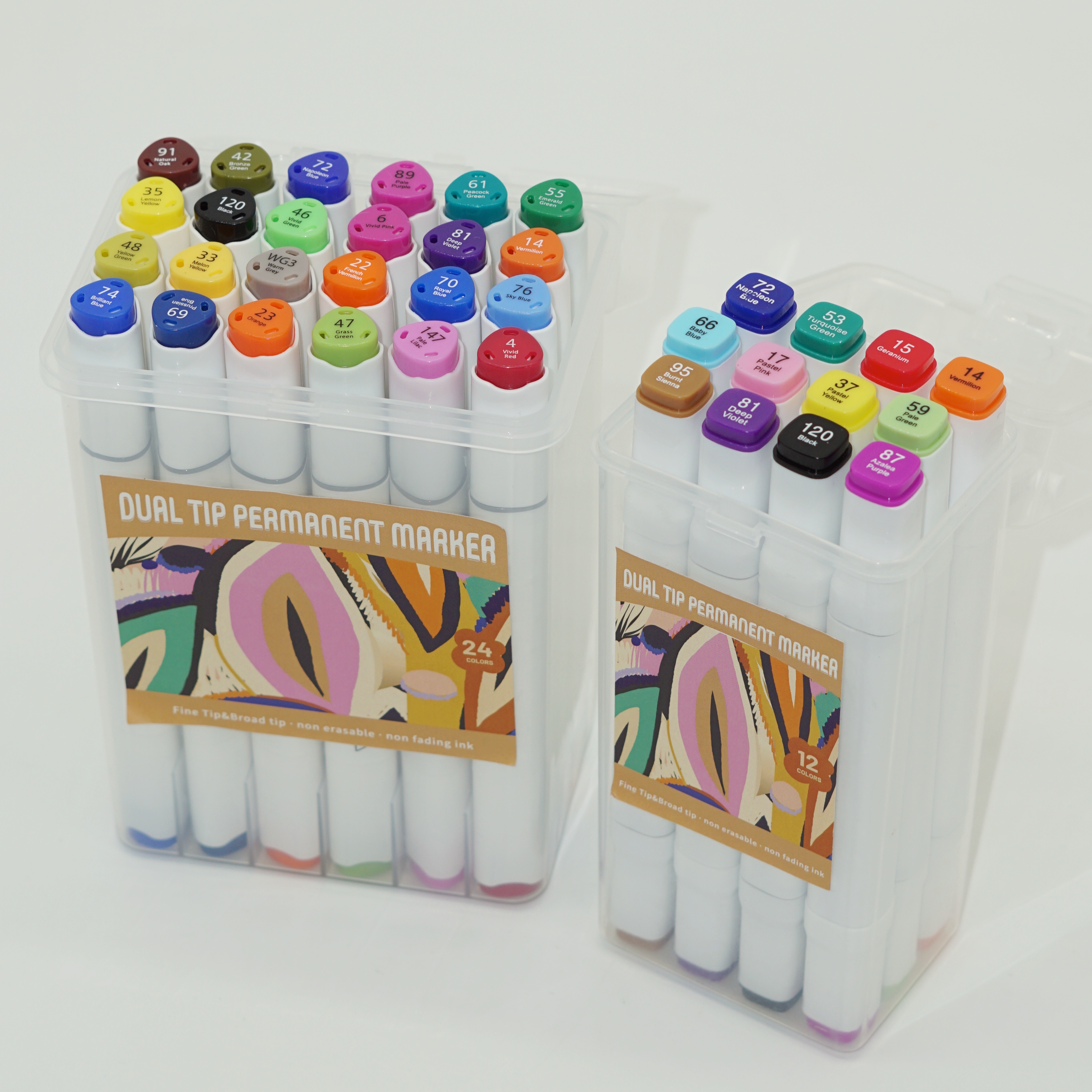 Wholesale High Quality Dual Tip Permanent Marker Box Set Customized Sticker 2