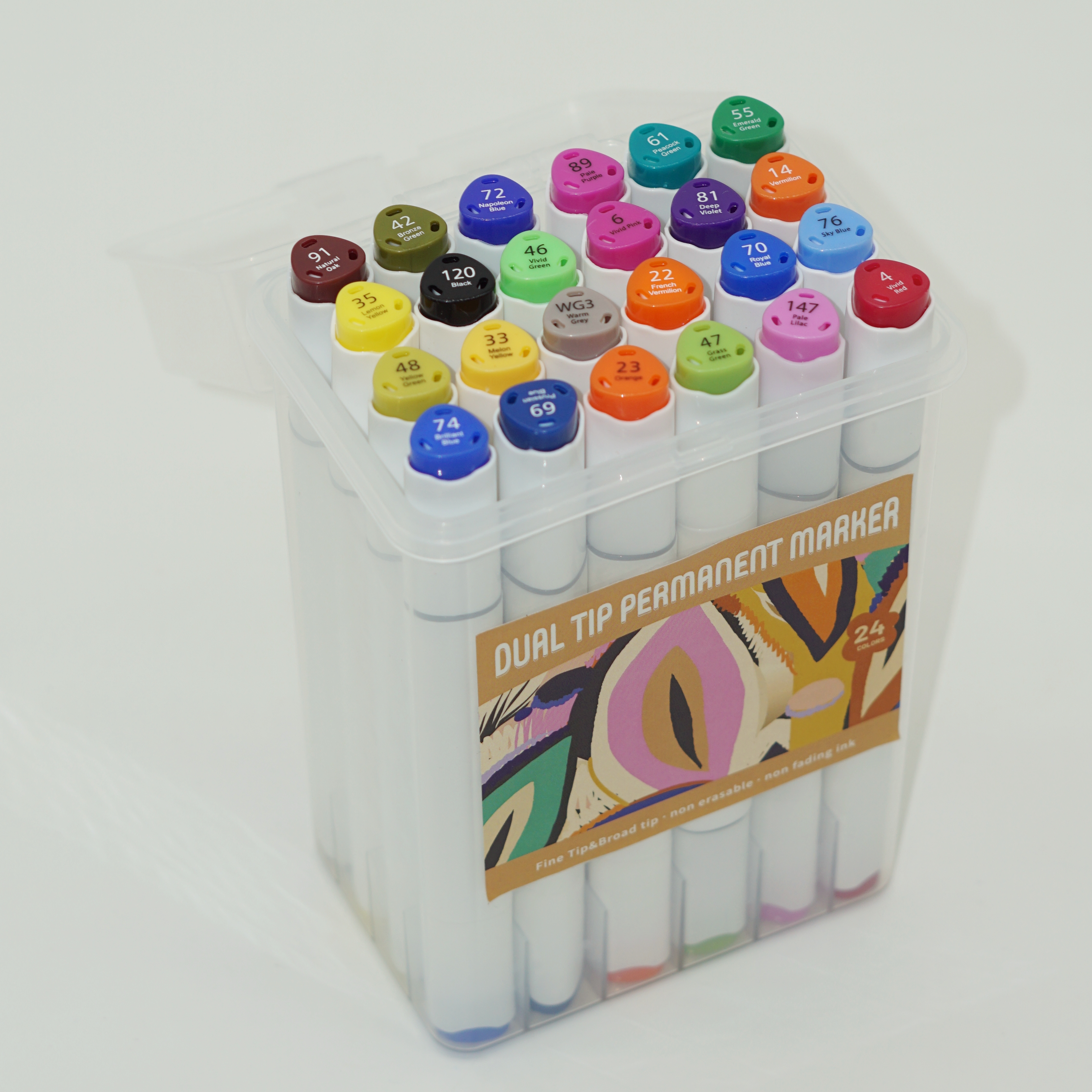 Wholesale High Quality Dual Tip Permanent Marker Box Set Customized Sticker 4