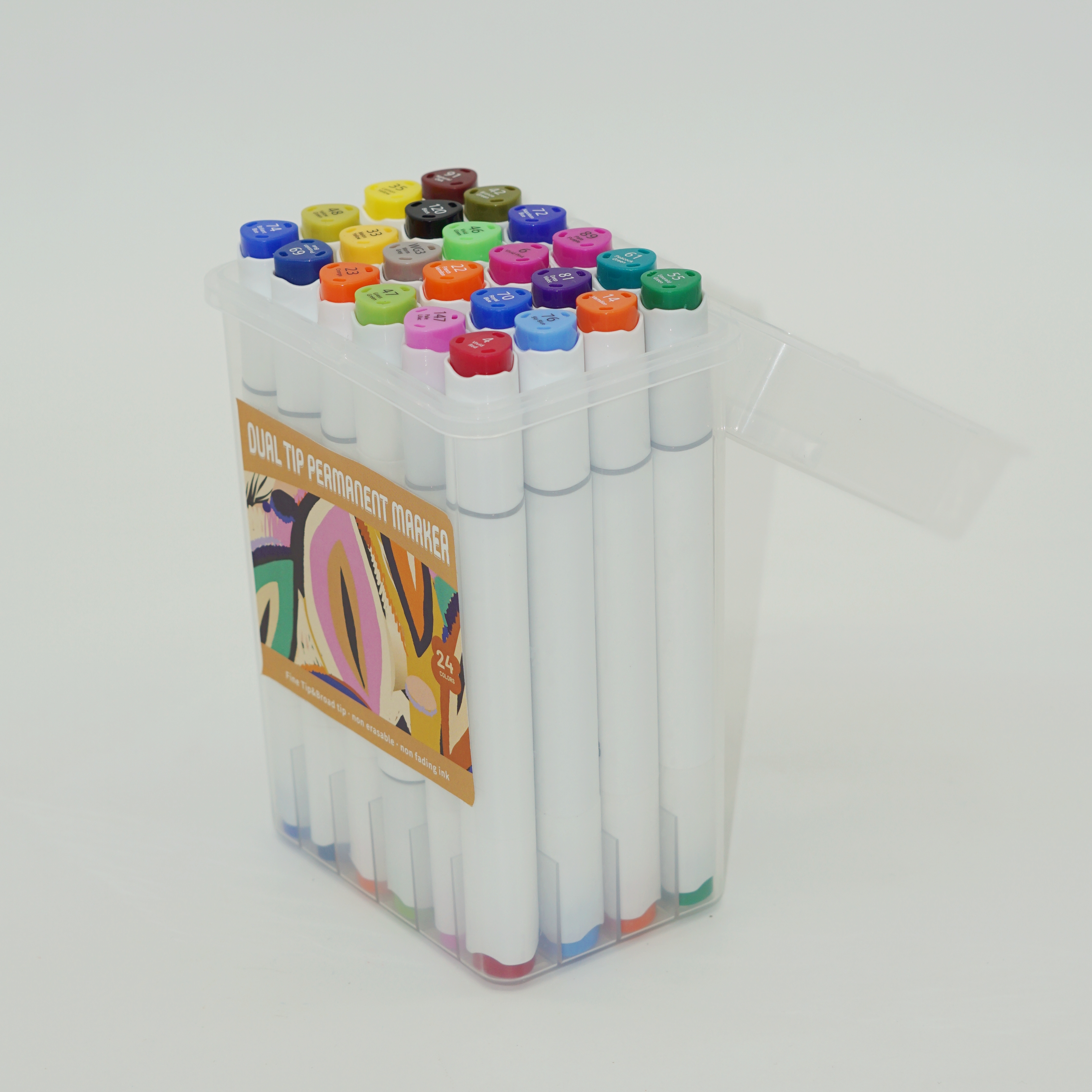 Wholesale High Quality Dual Tip Permanent Marker Box Set Customized Sticker 8