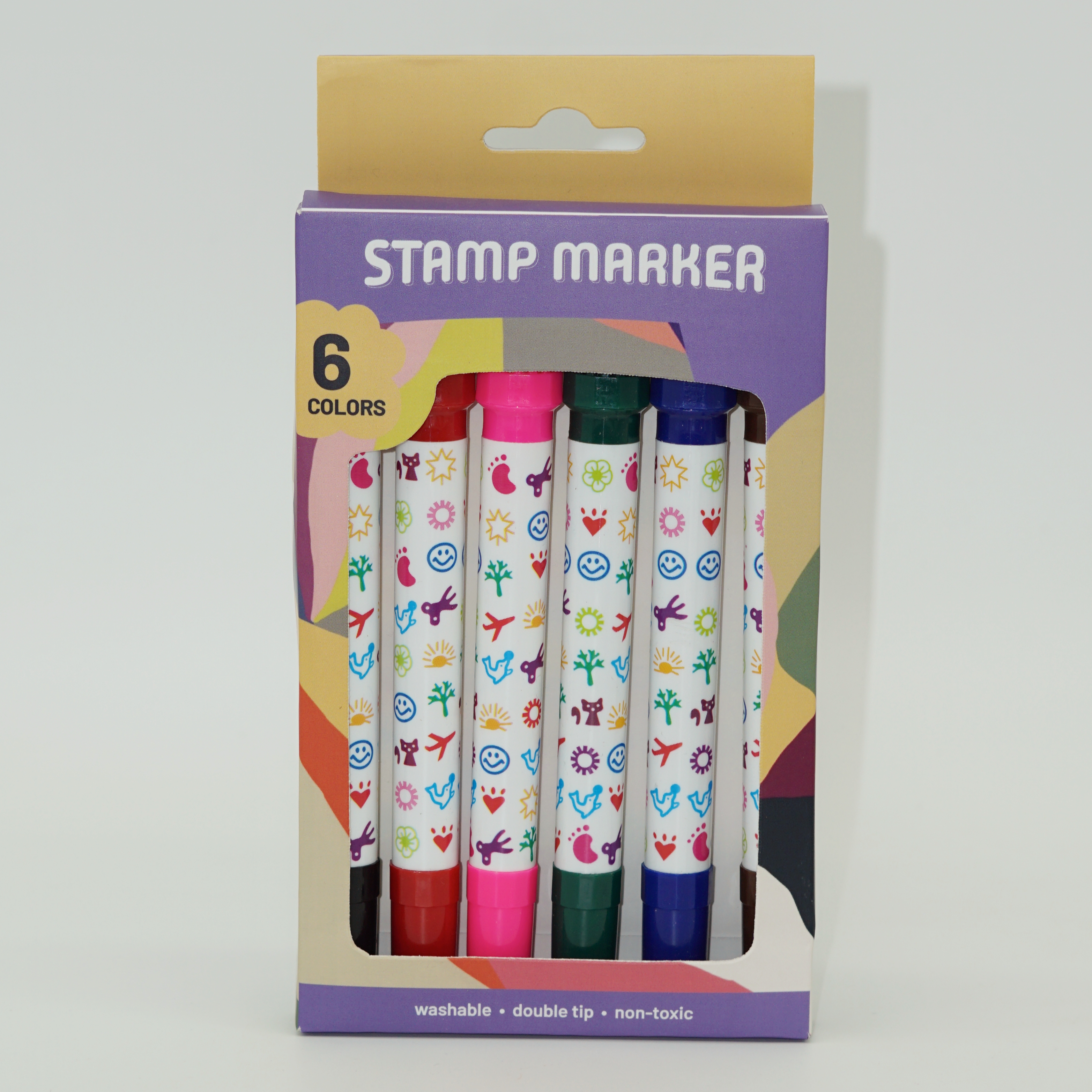 Wholesale Custom Cute Mini Pattern Seal Stamp Double Tip Marker Pen 5