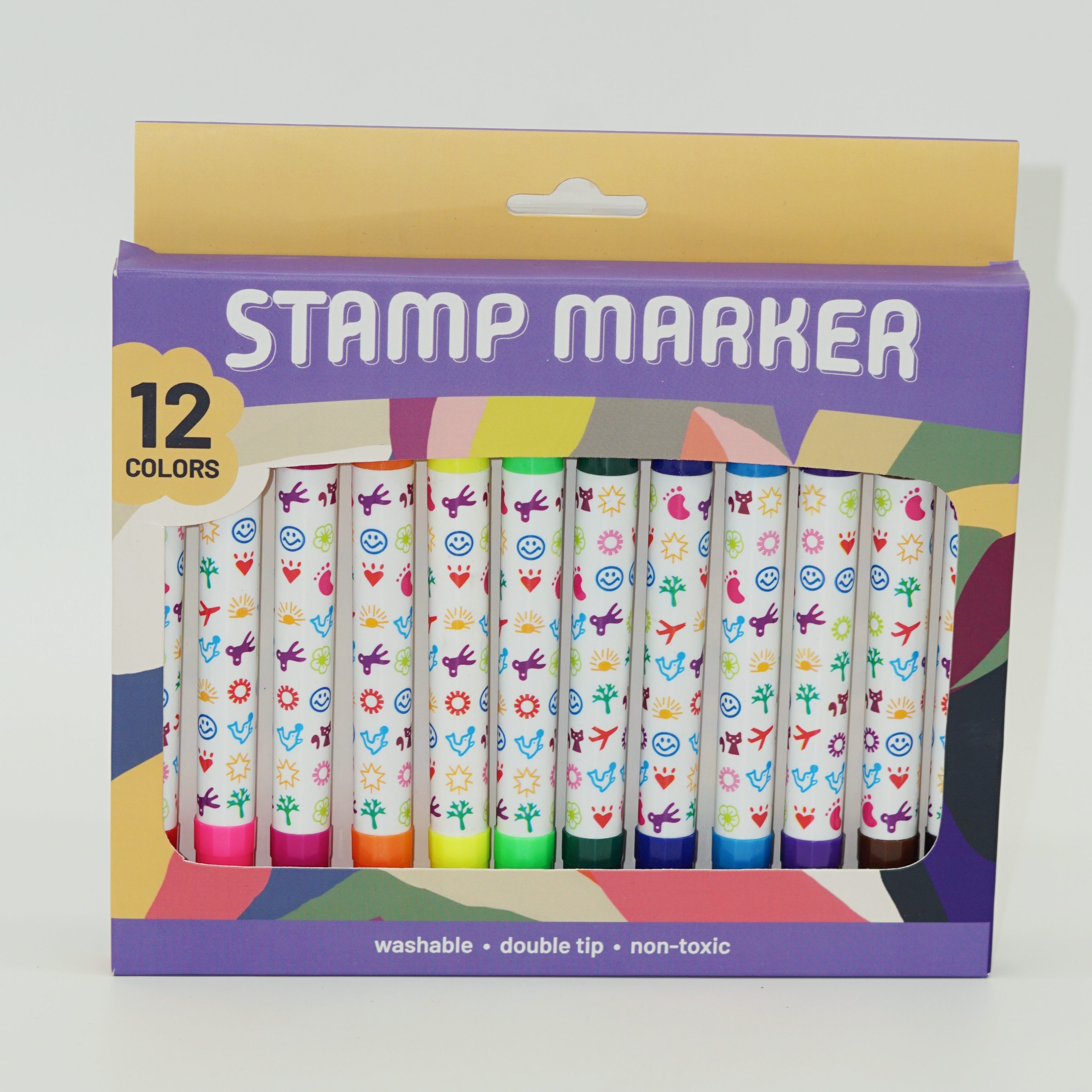 Wholesale Custom Cute Mini Pattern Seal Stamp Double Tip Marker Pen 6