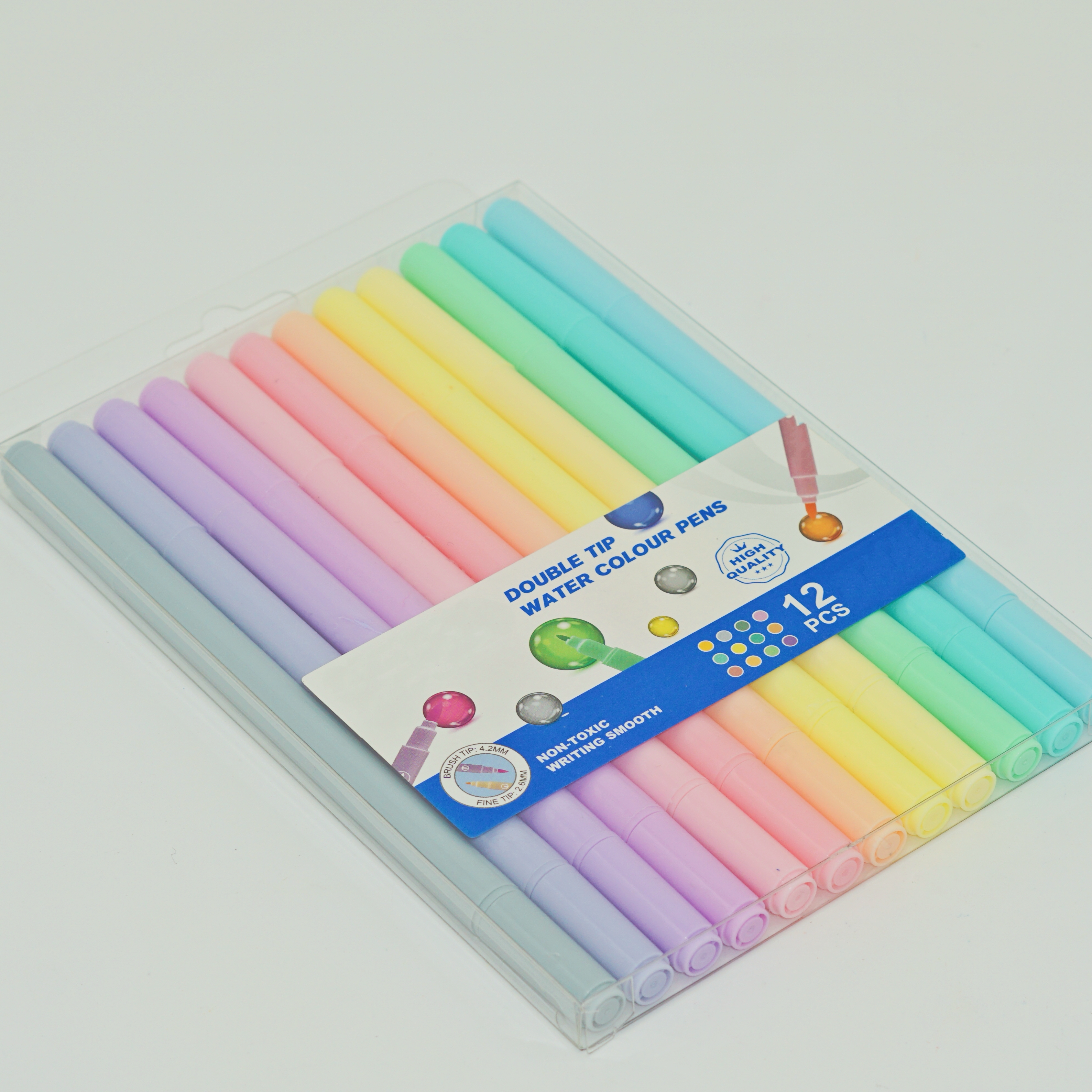 Manufacturer Non-toxic High Quality 12 Colors Double Tip Watercolor Pens Wholesale Custom 2
