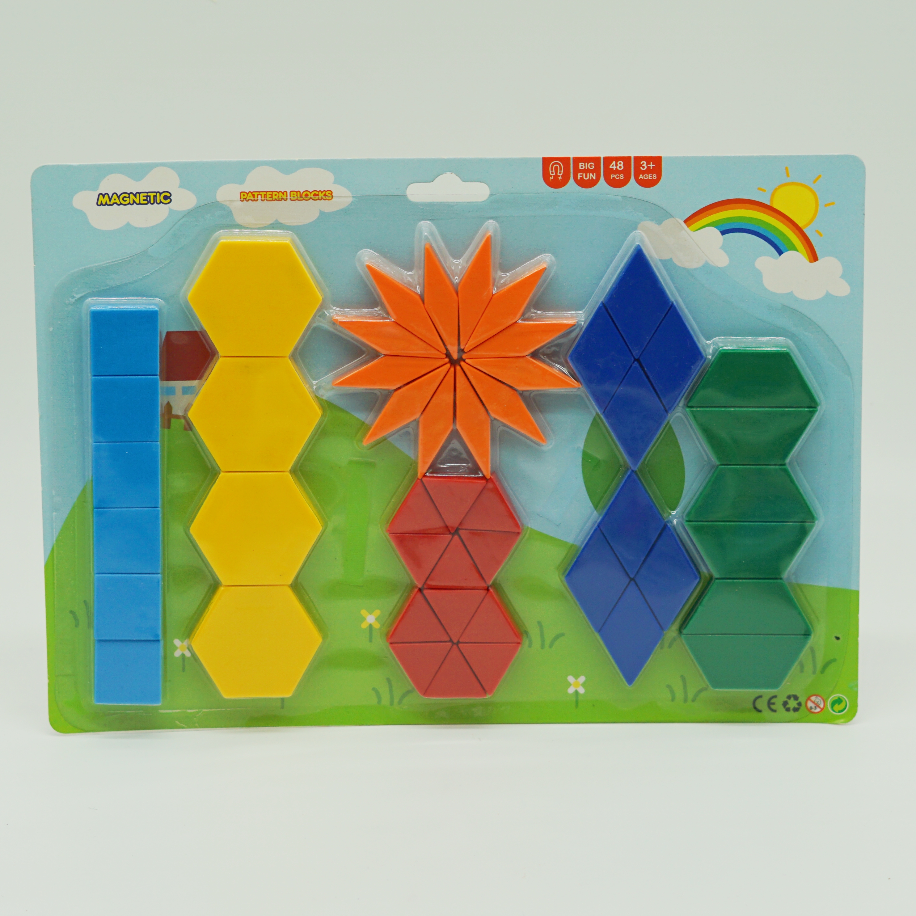 Manufacturer Wholesale High Quality Rainbow Pattern Blocks Set for Children Learning Educational Toy Set Fridge Magnets 5