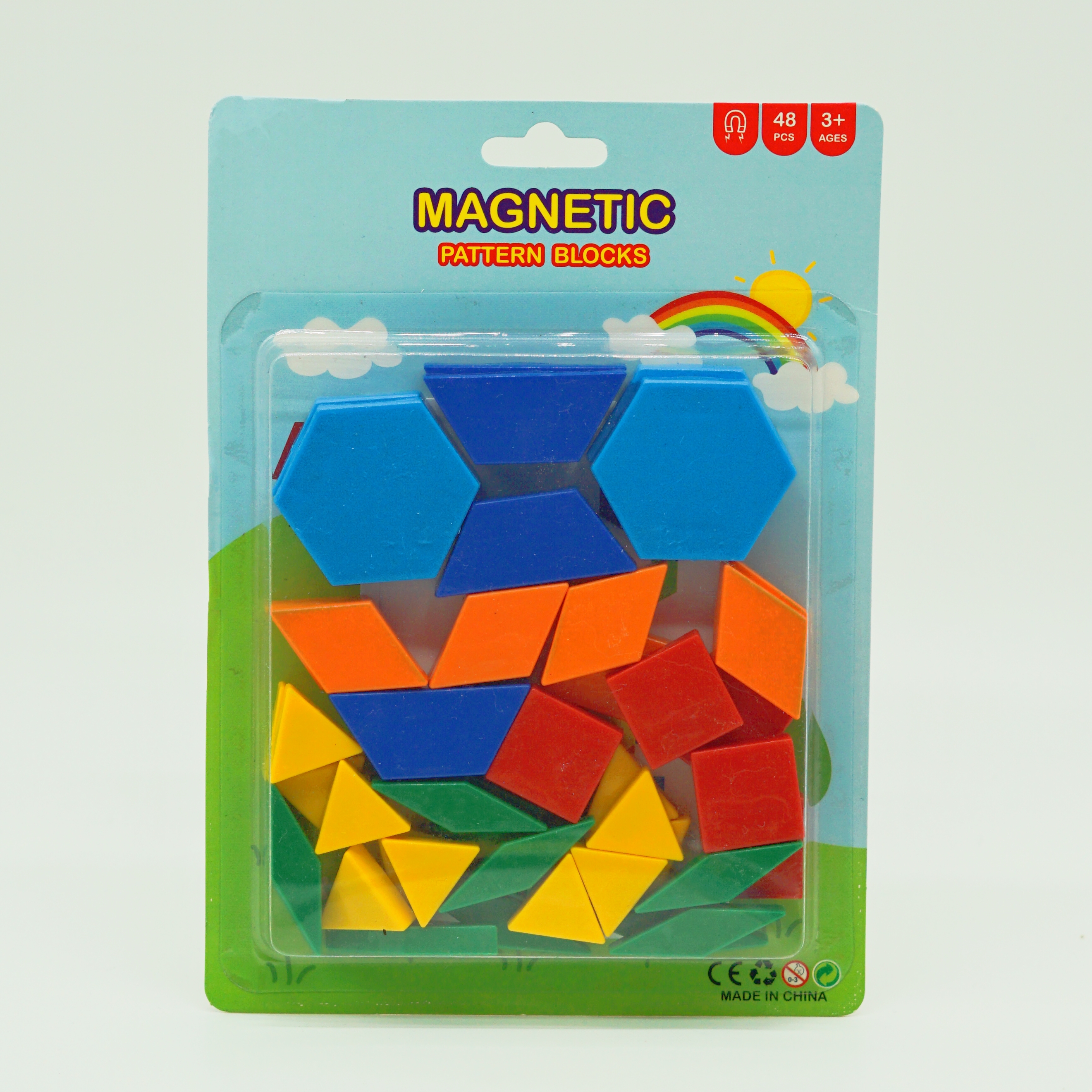 Manufacturer Wholesale High Quality Rainbow Pattern Blocks Set for Children Learning Educational Toy Set Fridge Magnets 6