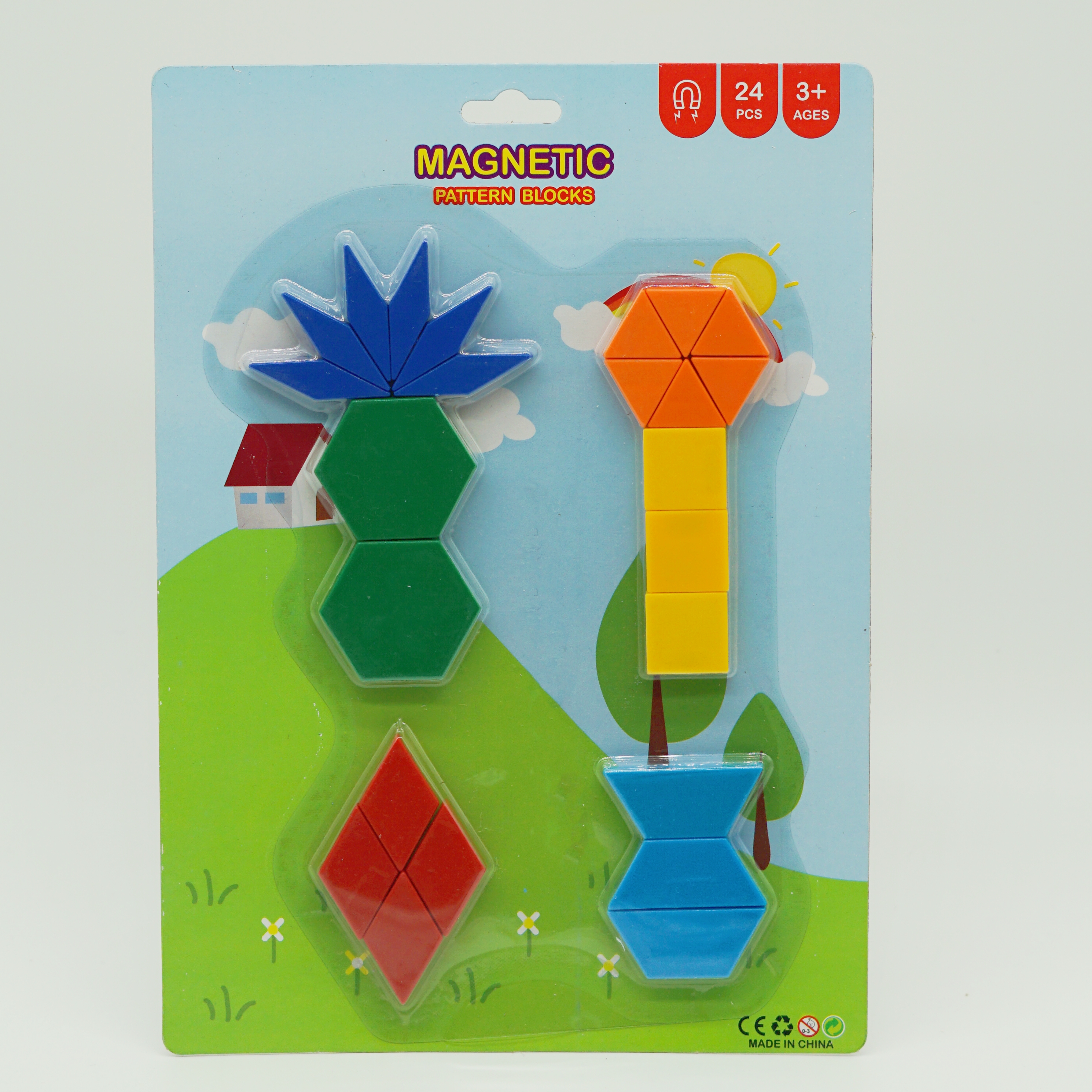 Manufacturer Wholesale High Quality Rainbow Pattern Blocks Set for Children Learning Educational Toy Set Fridge Magnets 4
