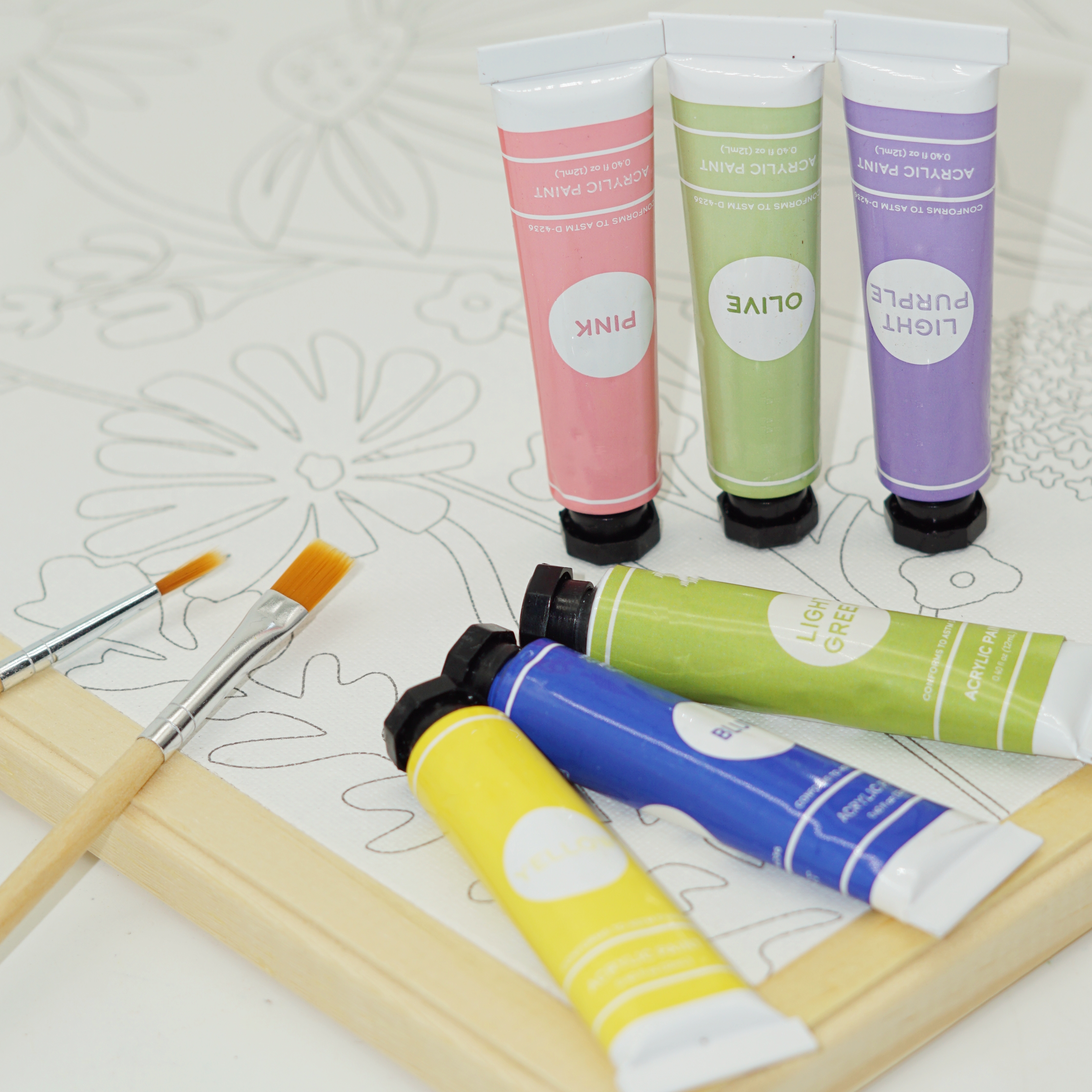 Premium Quality Wholesale Custom Paint-in Canvas Real Wood Frame with 6 Acrylic Paints and Brushes 7