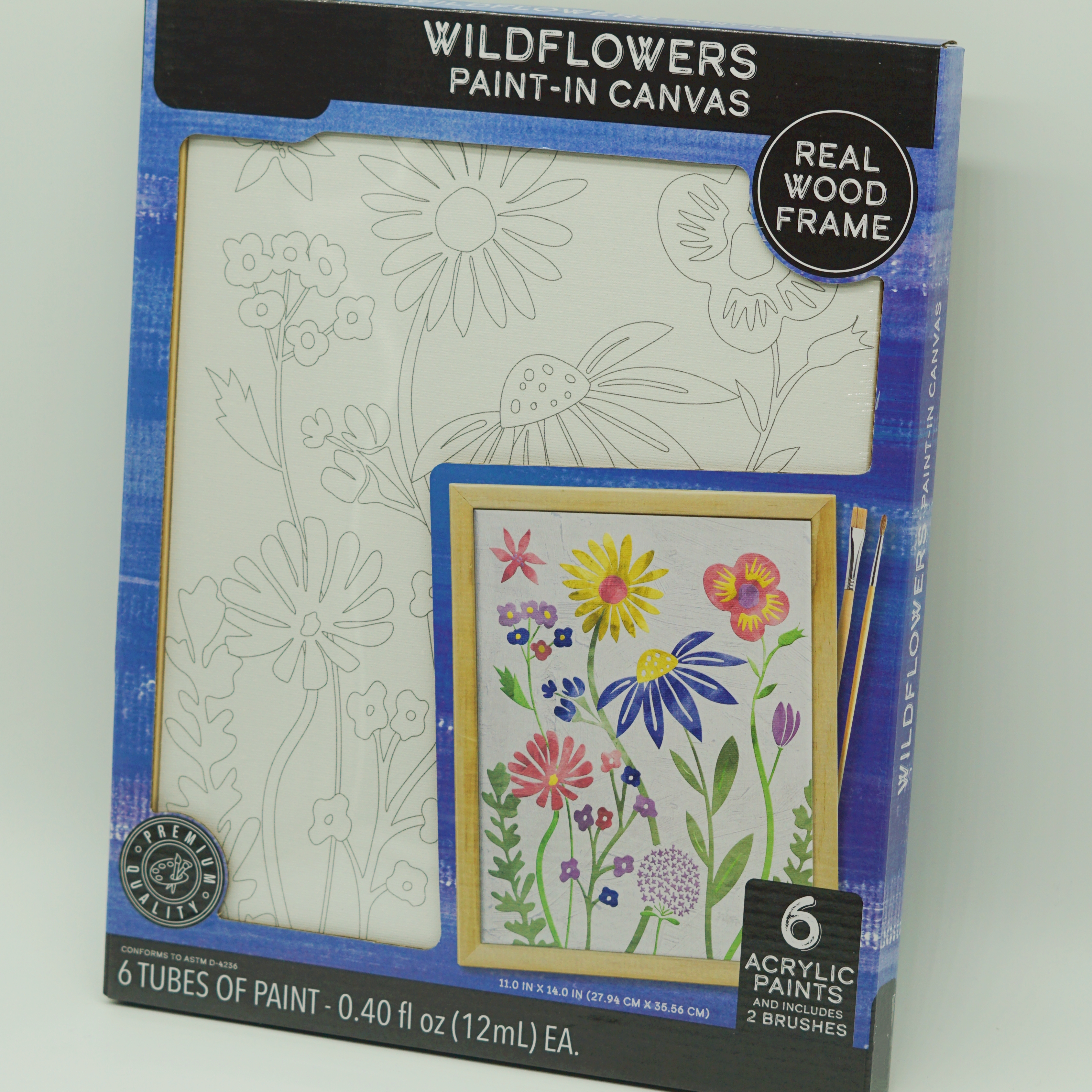 Premium Quality Wholesale Custom Paint-in Canvas Real Wood Frame with 6 Acrylic Paints and Brushes 2