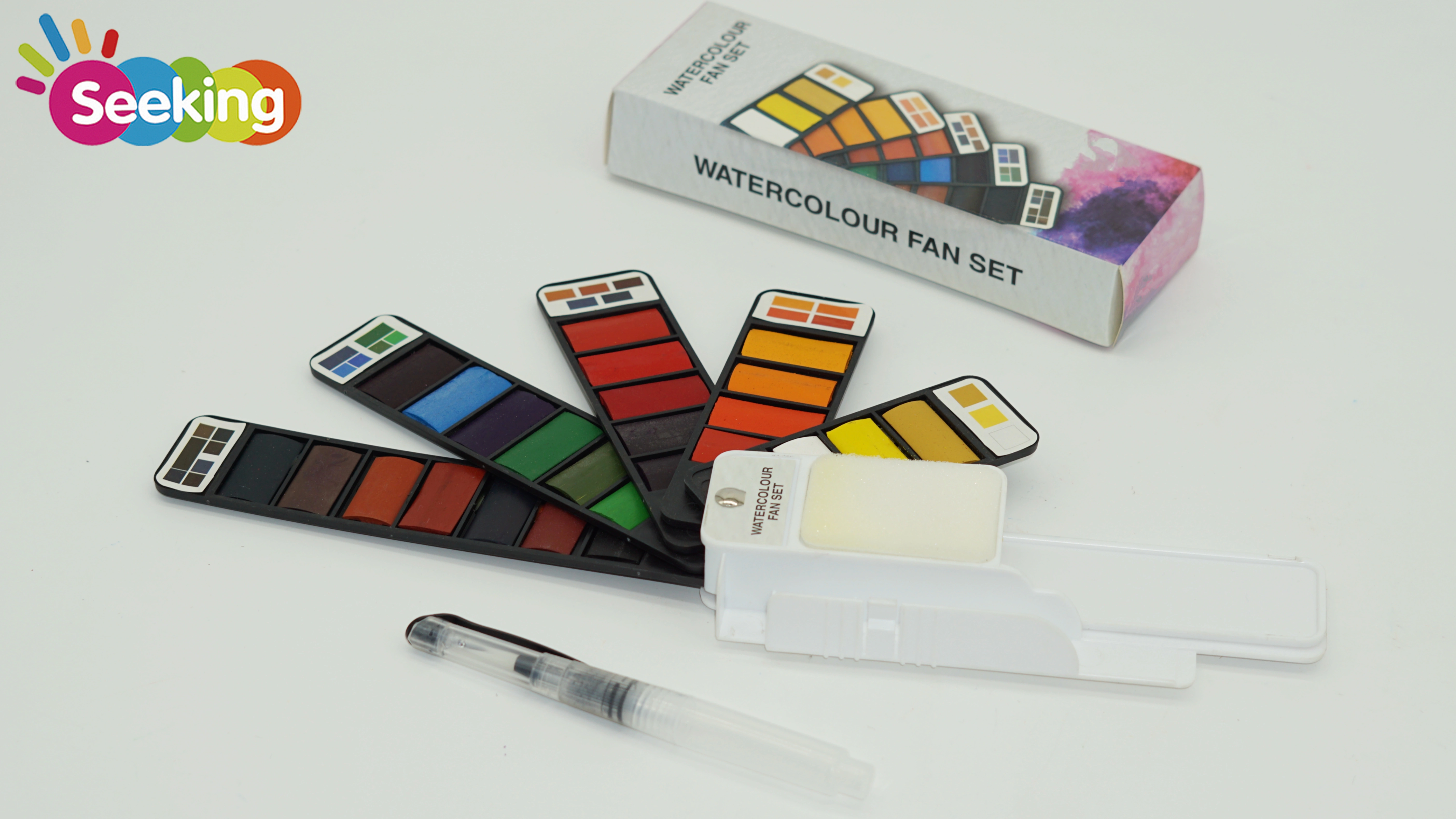 Juego de acuarelas portátil y todo en uno, 25 colores, con pincel, pluma y esponja, venta al por mayor, personalizado, gran oferta 1