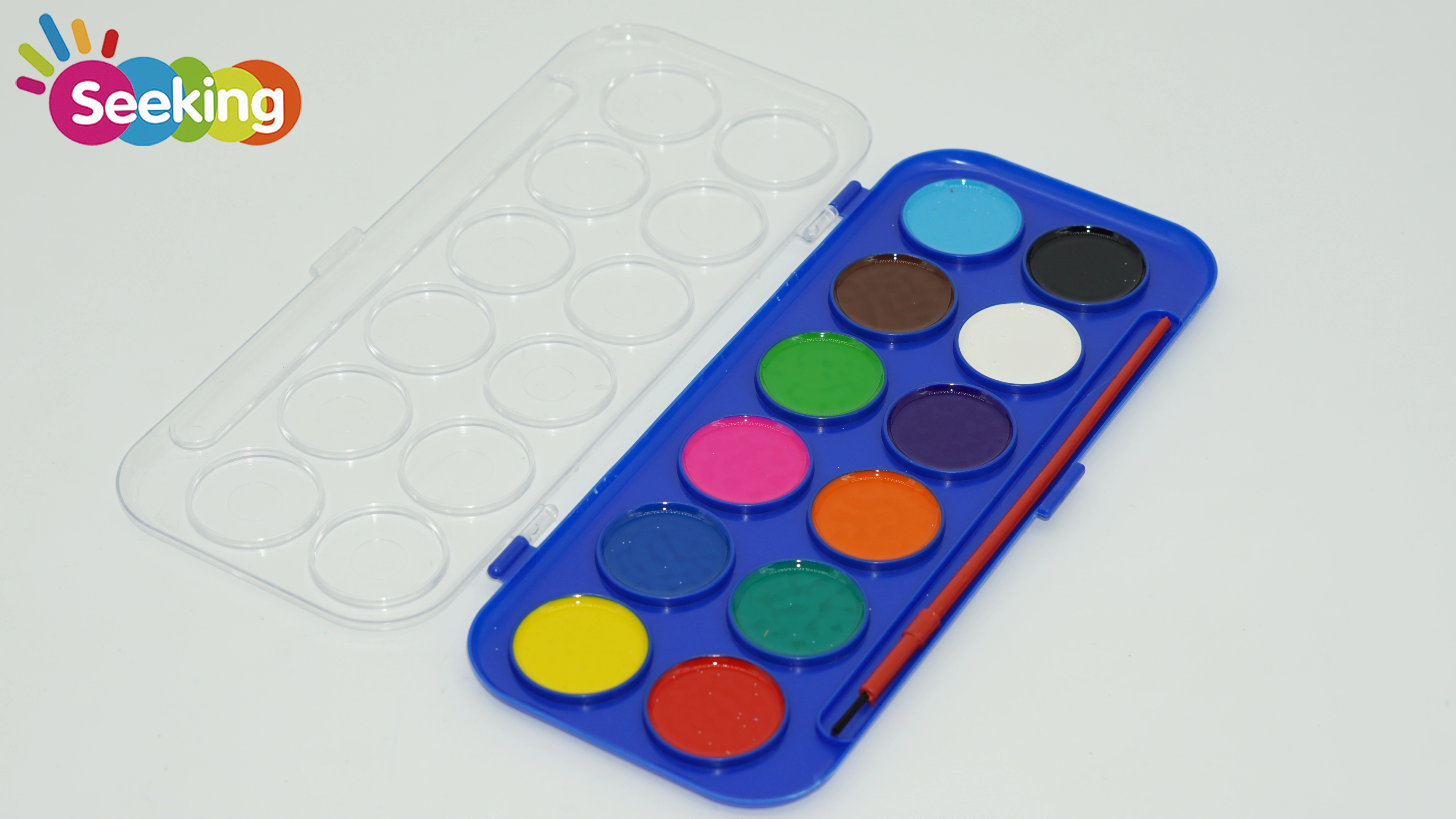 Juego de acuarelas semihúmedas de 12 colores con pincel para útiles escolares. 1