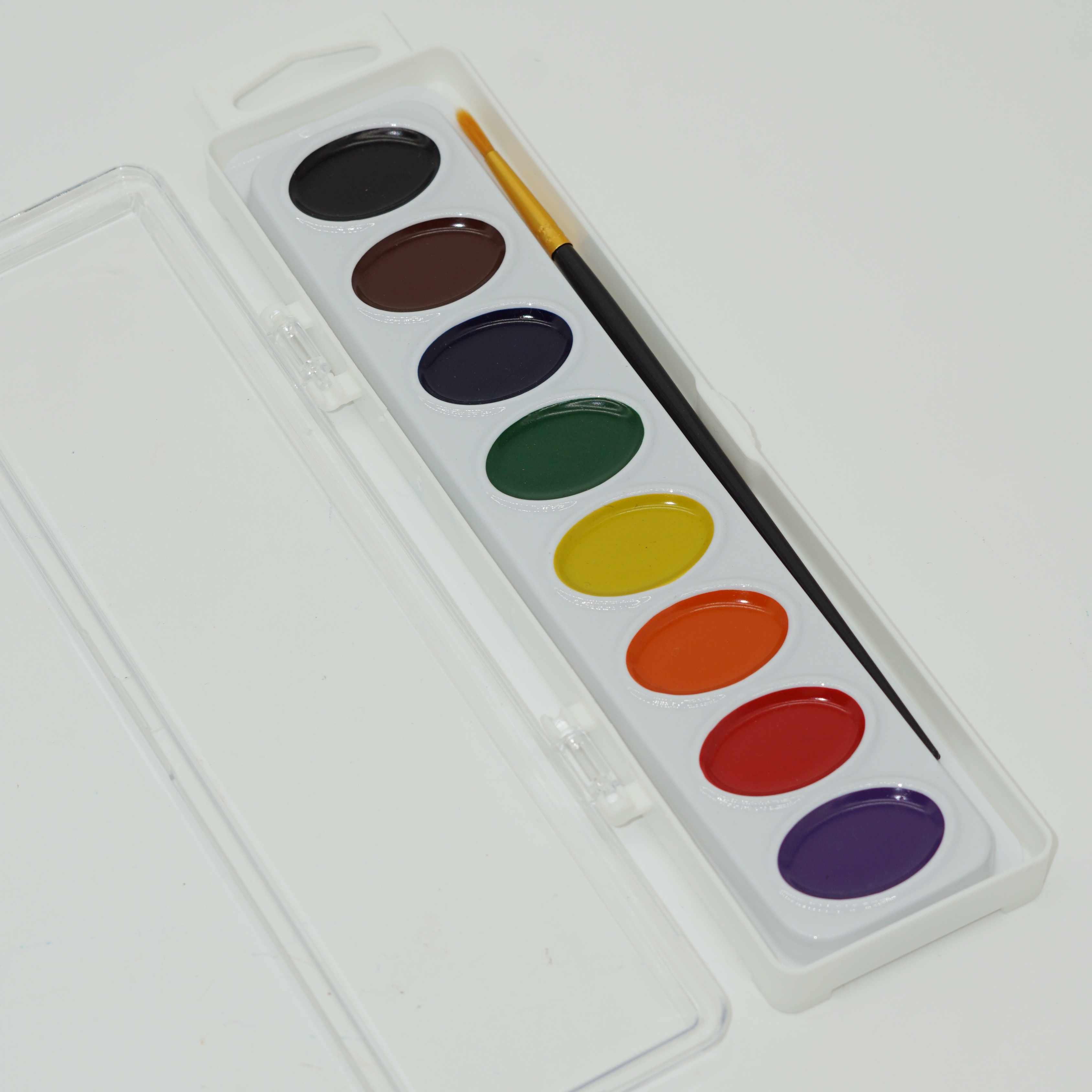 Factory Price Wholesale Custom Supplier of 8 Colors Semi-moist Watercolor Paint Set with Brush 2