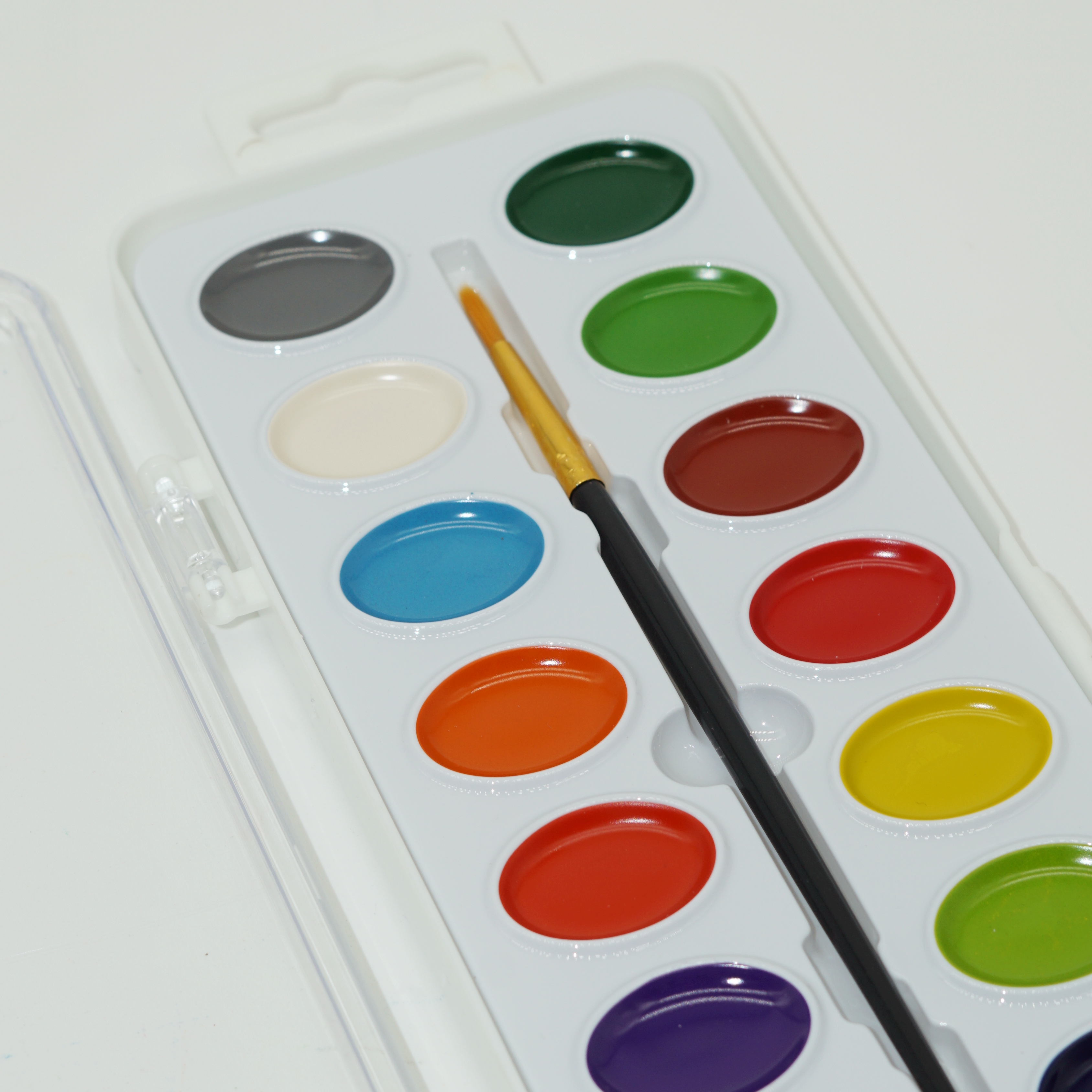 Factory Price Wholesale Custom Supplier of 16 Colors Semi-moist Watercolor Paint Set with Brush 4