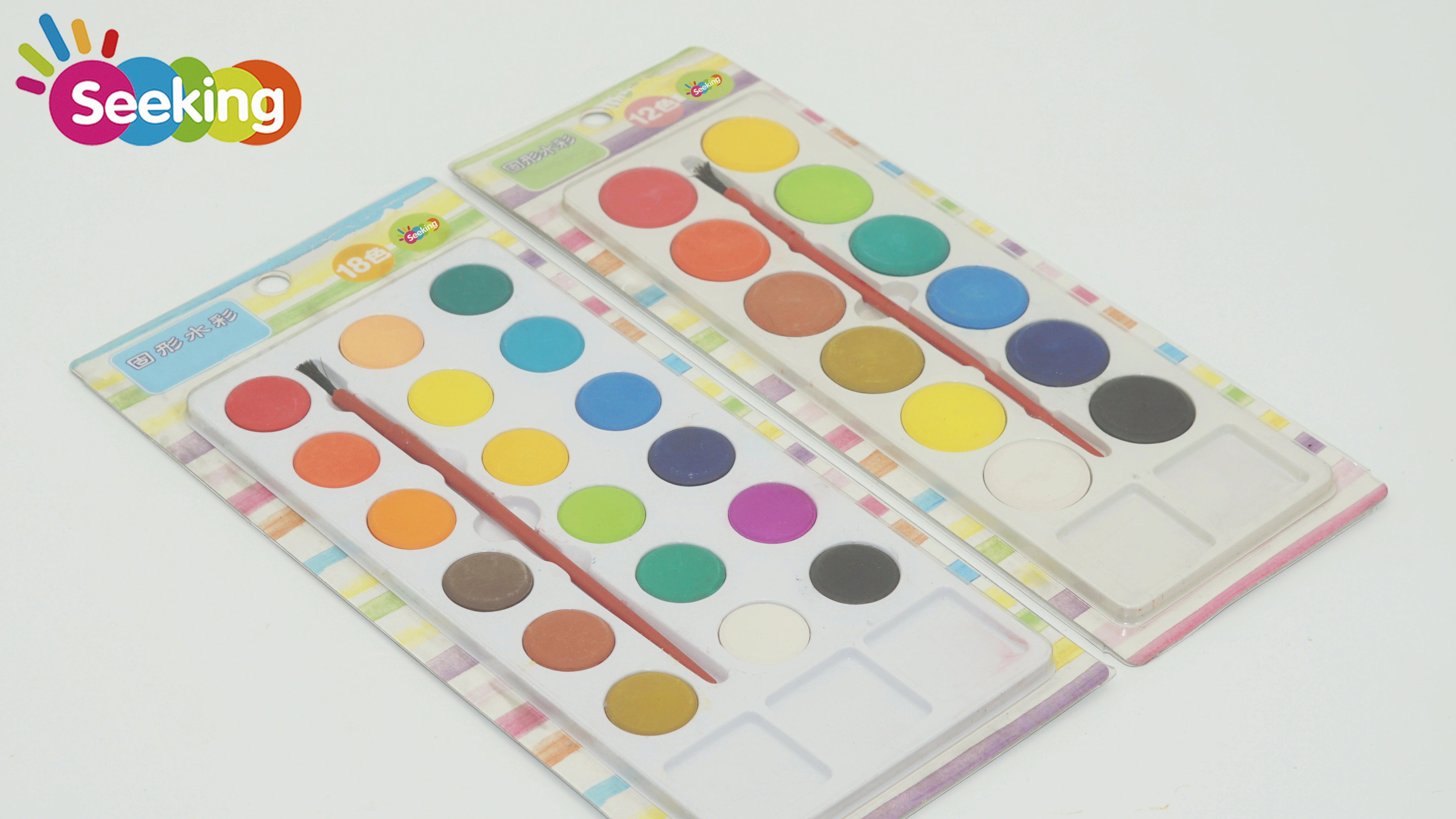 Paquete personalizado al por mayor, juego de acuarela sólida de 12 colores para regalo de papelería infantil 1