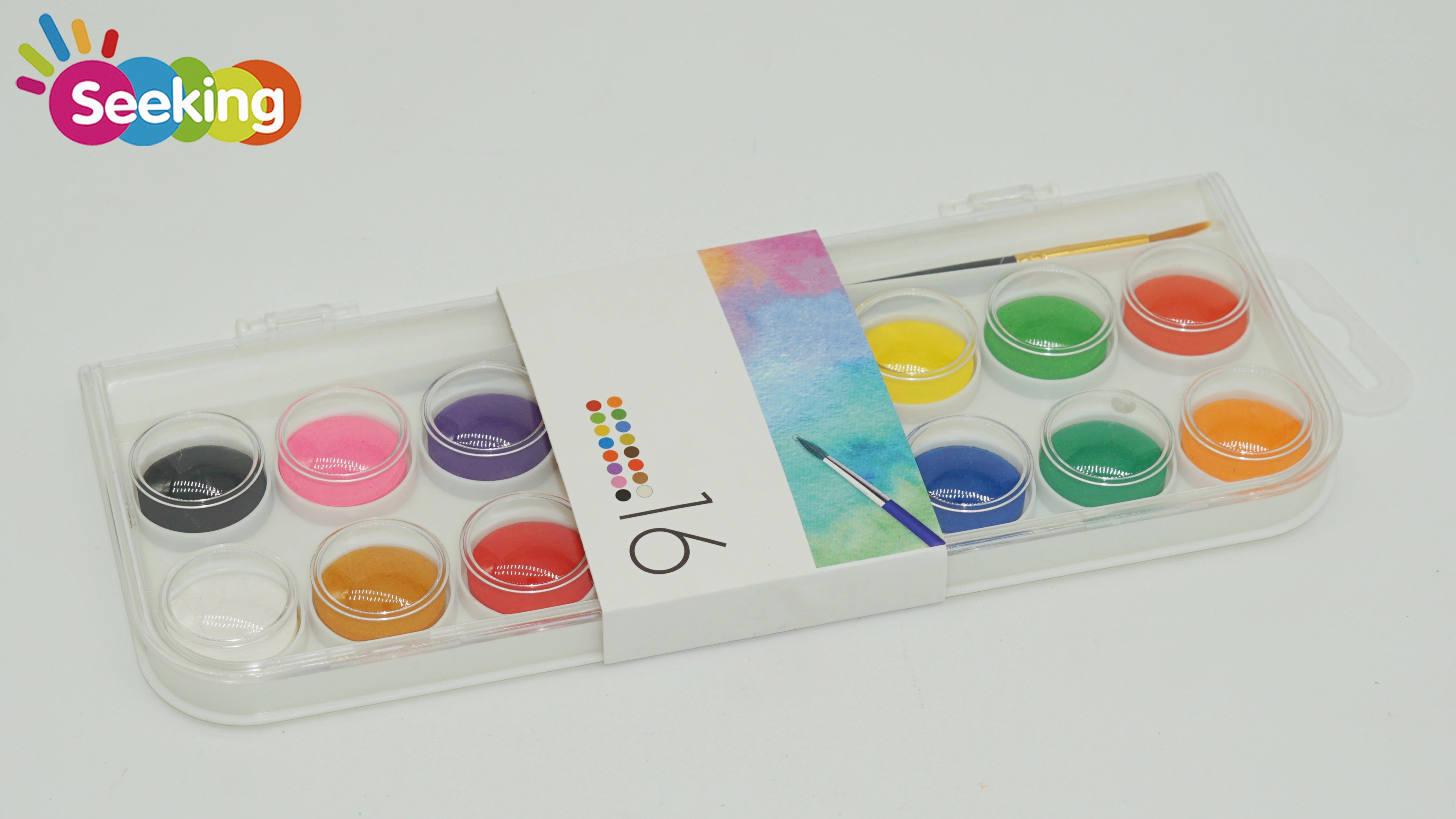 Fabricante mayorista de acuarela sólida personalizada de 16 colores para útiles escolares infantiles 1