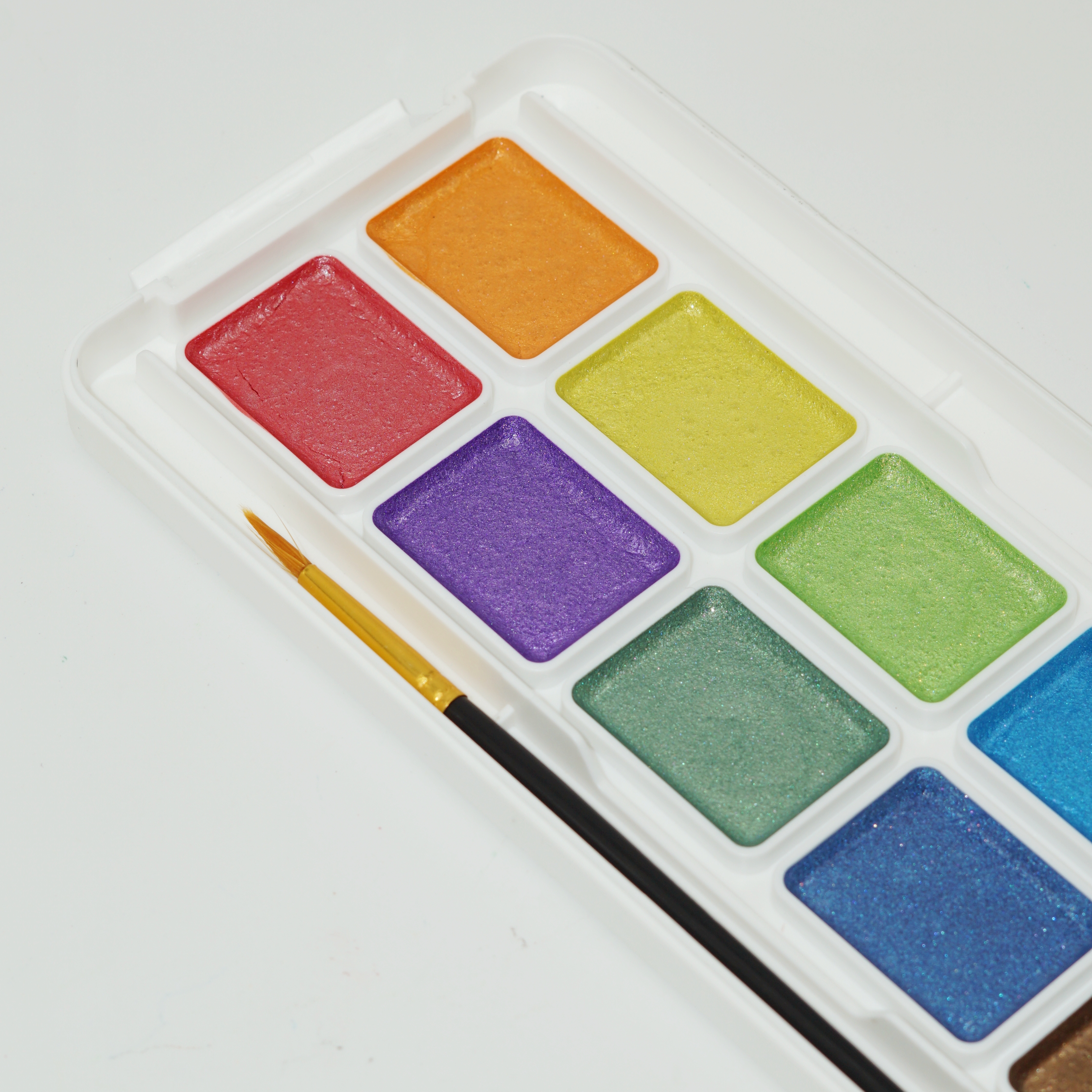 ชุดสีน้ำกึ่งชื้นเมทัลลิกกลิตเตอร์คุณภาพสูง 12 สี ขายส่งและสั่งทำพิเศษ พร้อมกล่องพร้อมพู่กัน 5