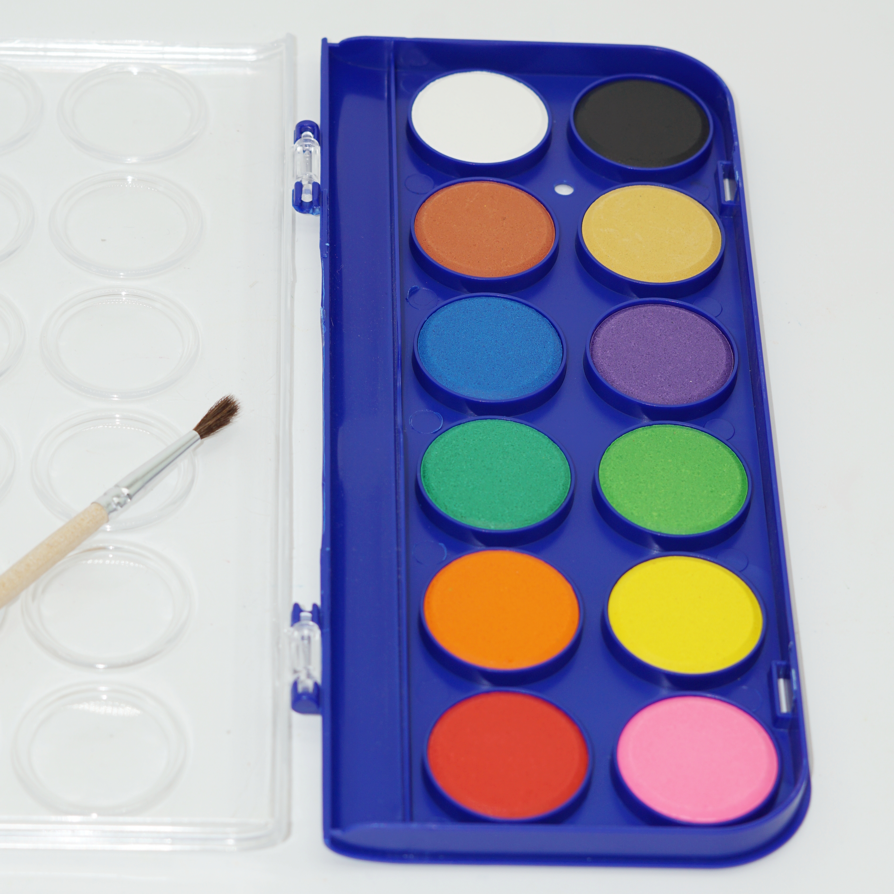 Wholesale Custom 12 Colors Solid Watercolor Set with Wooden Paintbrush 4