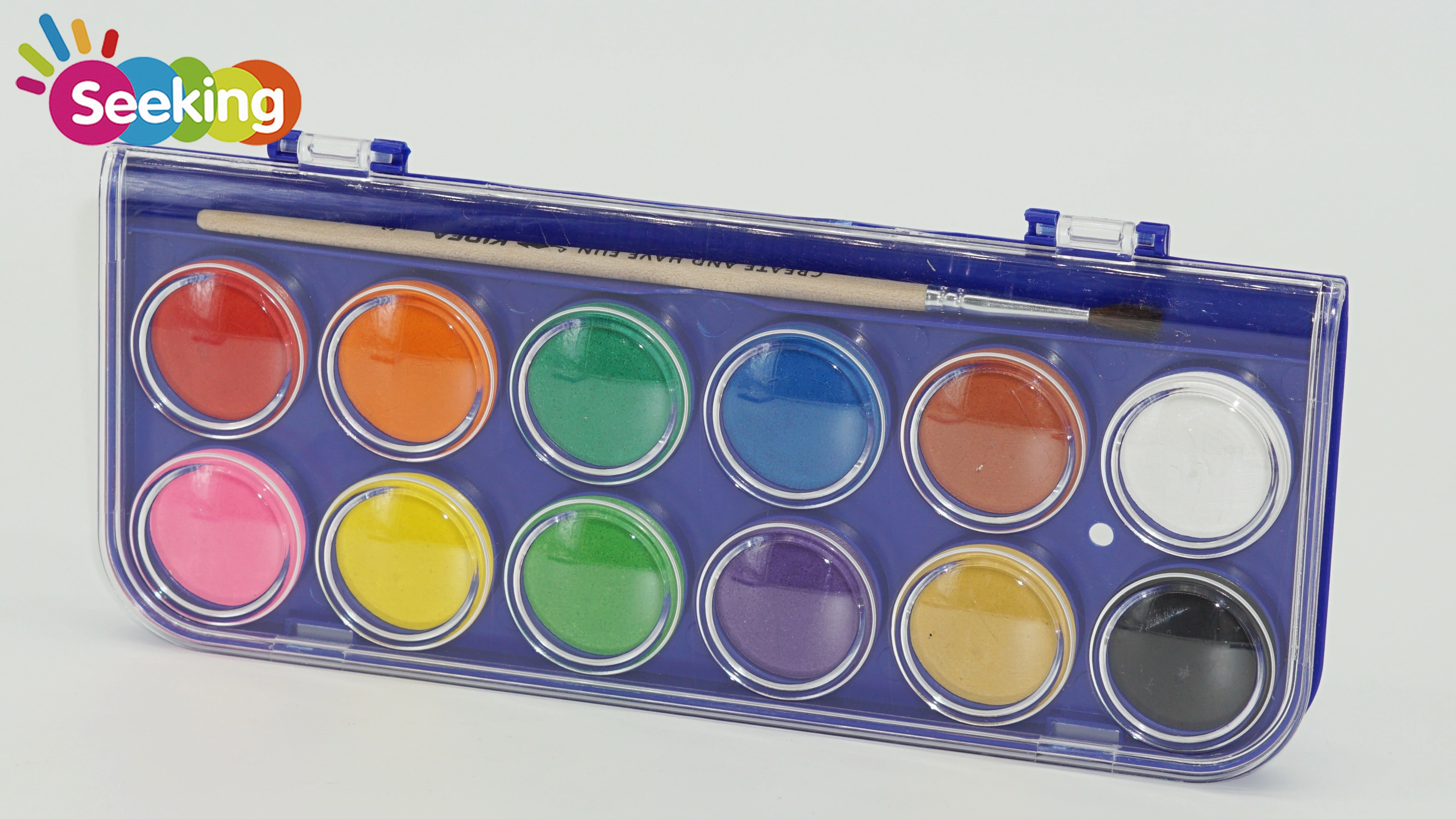 Juego de acuarelas sólidas personalizadas de 12 colores al por mayor con pincel de madera 1