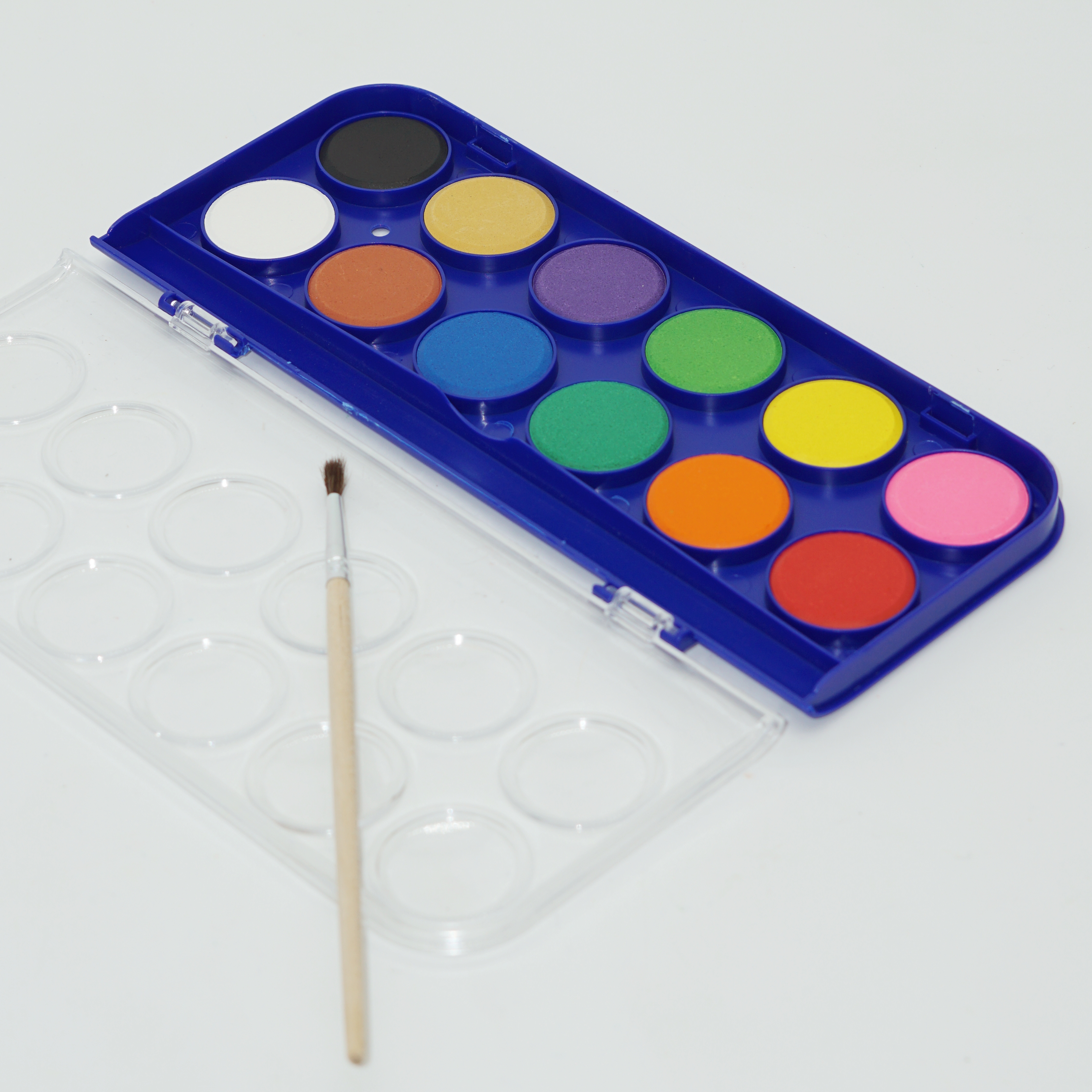 Wholesale Custom 12 Colors Solid Watercolor Set with Wooden Paintbrush 2