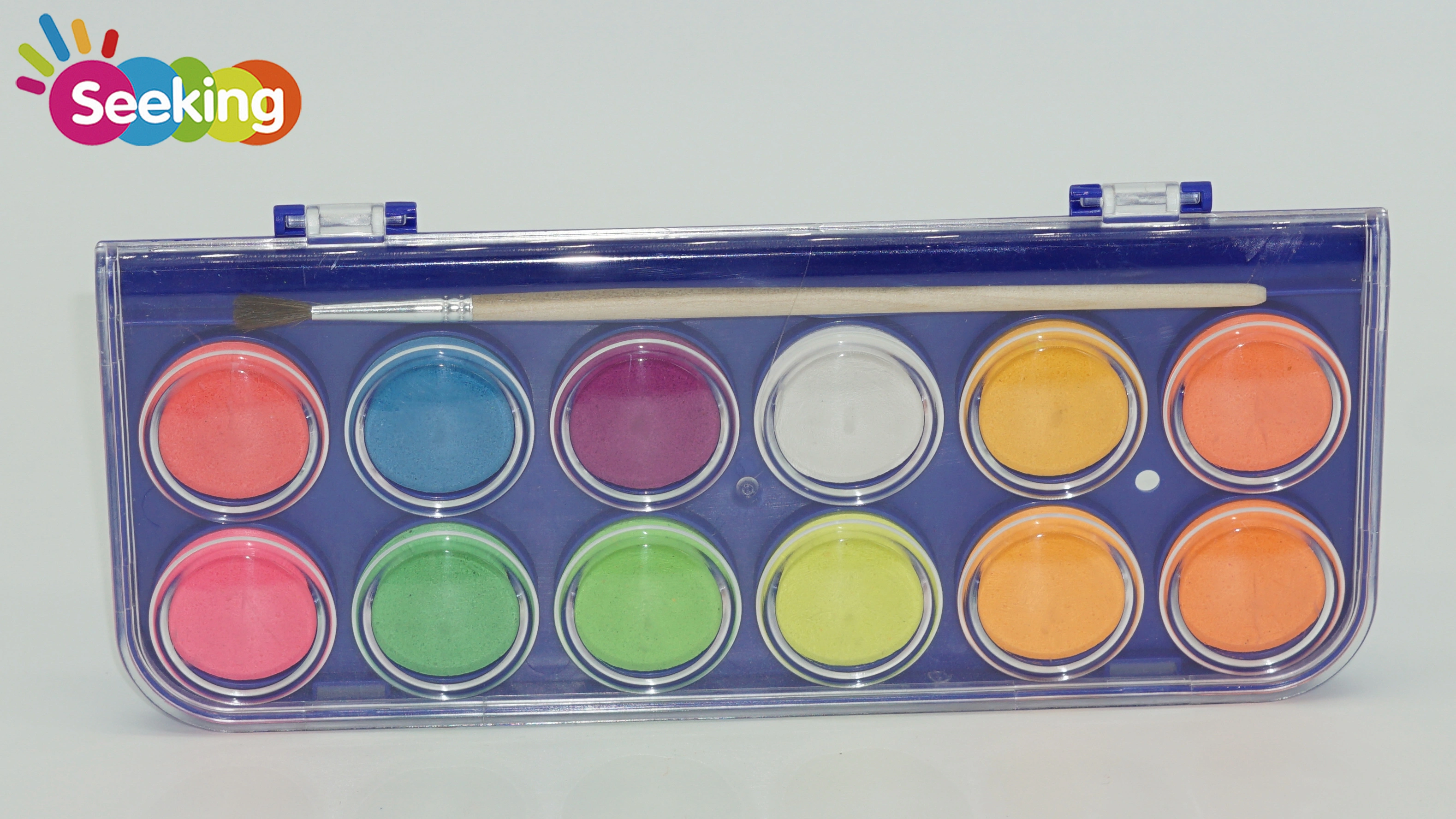 Juego de acuarela sólida de 12 colores fluorescentes personalizados al por mayor con pincel de madera 1