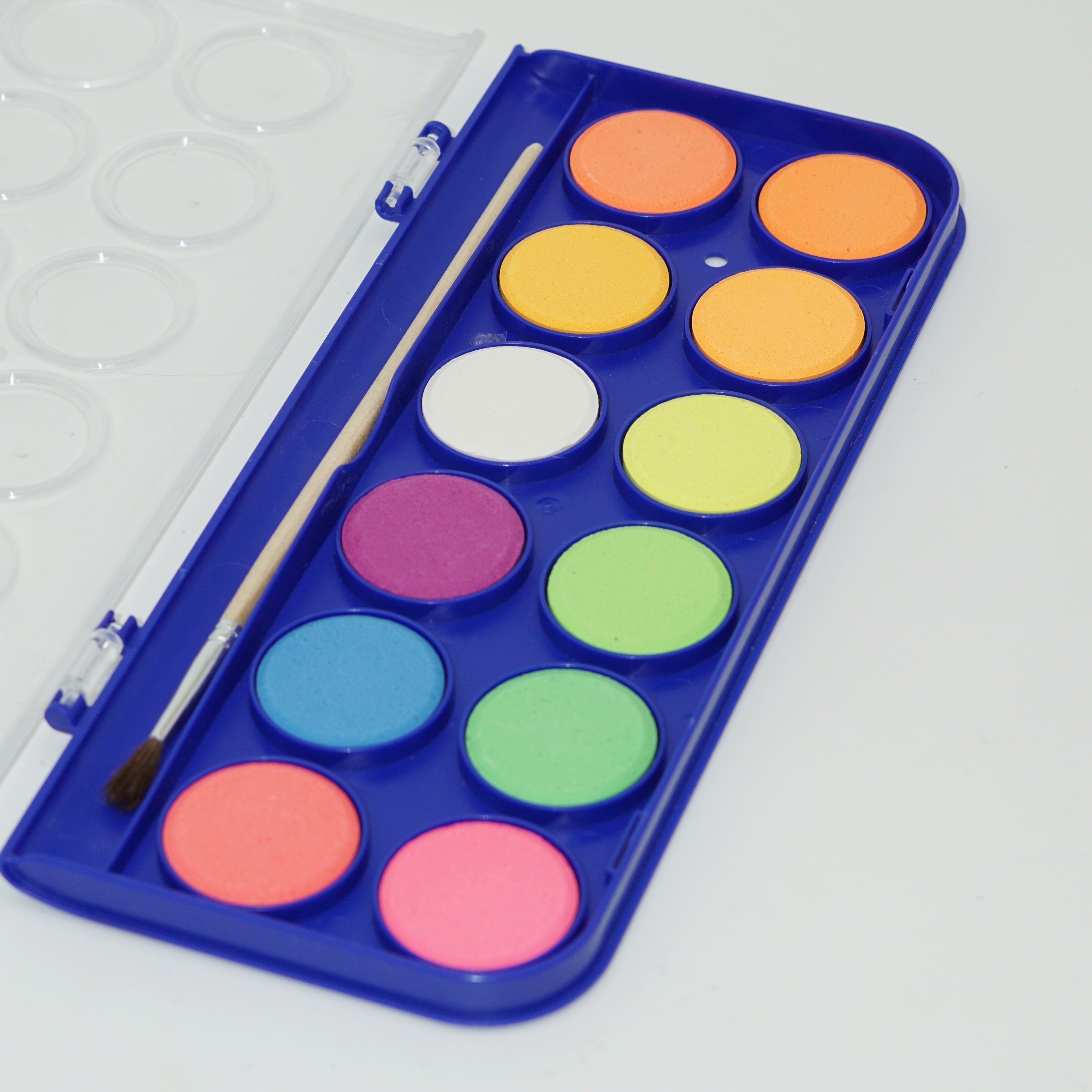 Juego de acuarela sólida de 12 colores fluorescentes personalizados al por mayor con pincel de madera 3