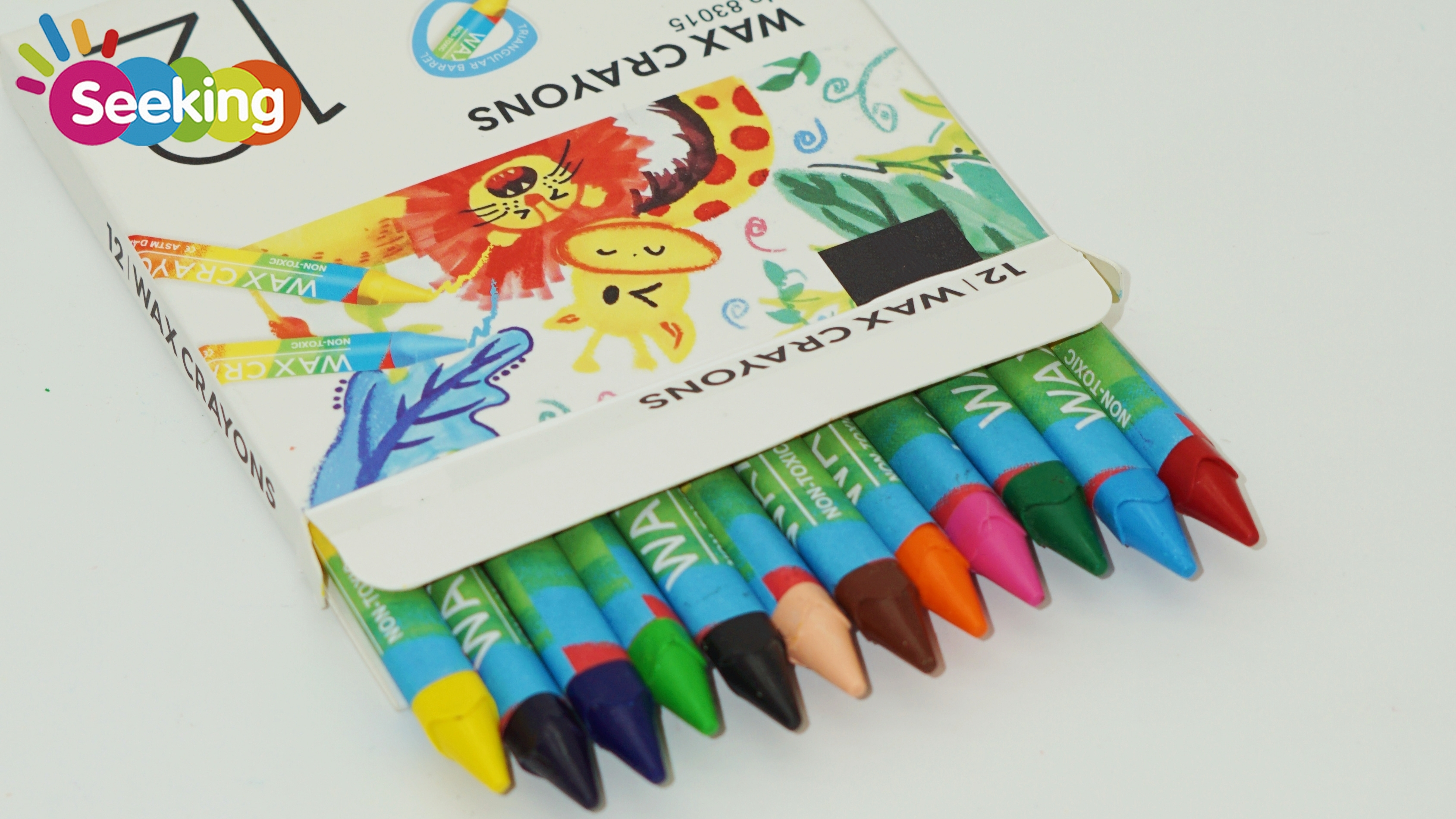 Juego de crayones de cera personalizados de 12 colores con forma triangular, no tóxicos para niños. 1