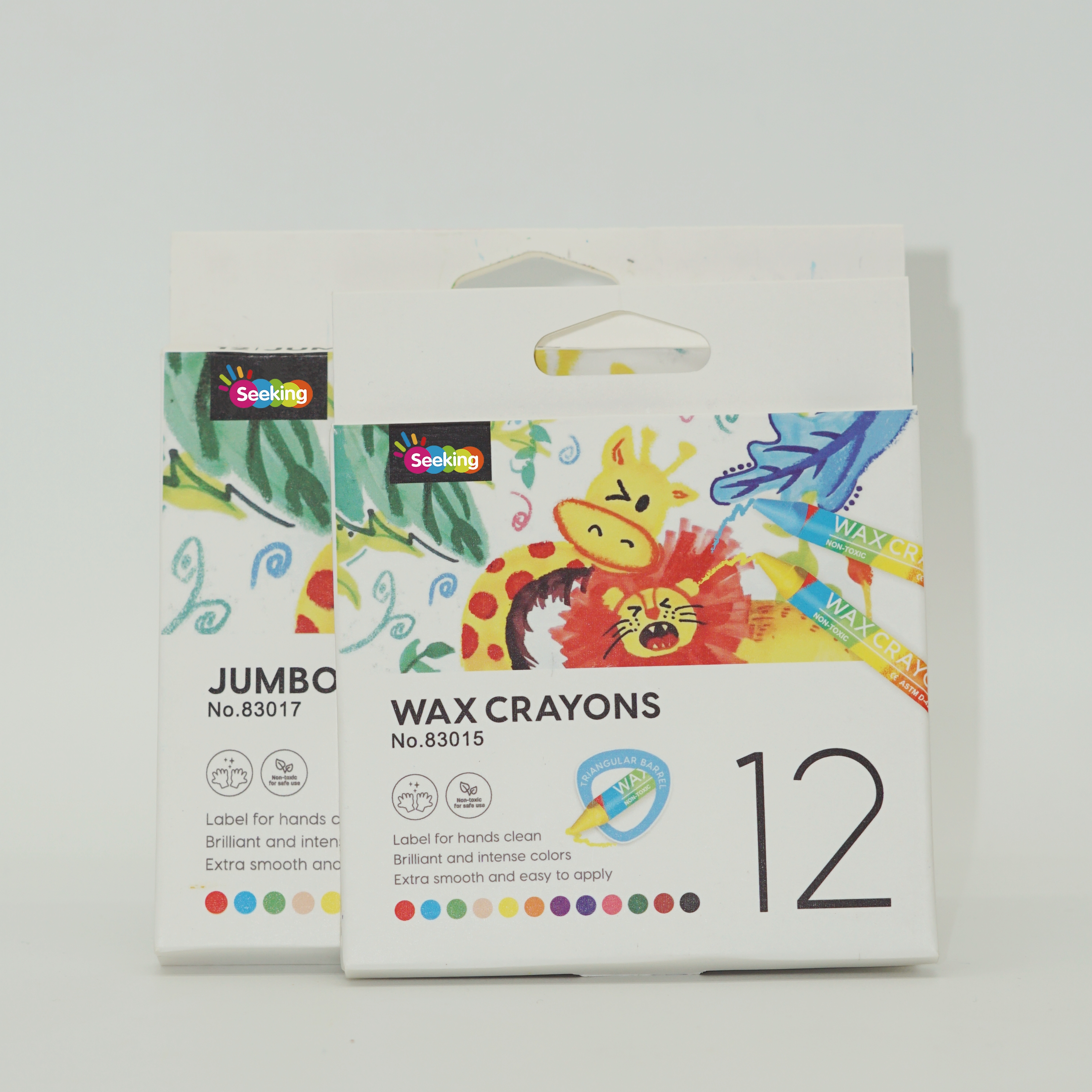 어린이를 위한 무독성 삼각형 통 모양의 12색 왁스 크레용 세트 8