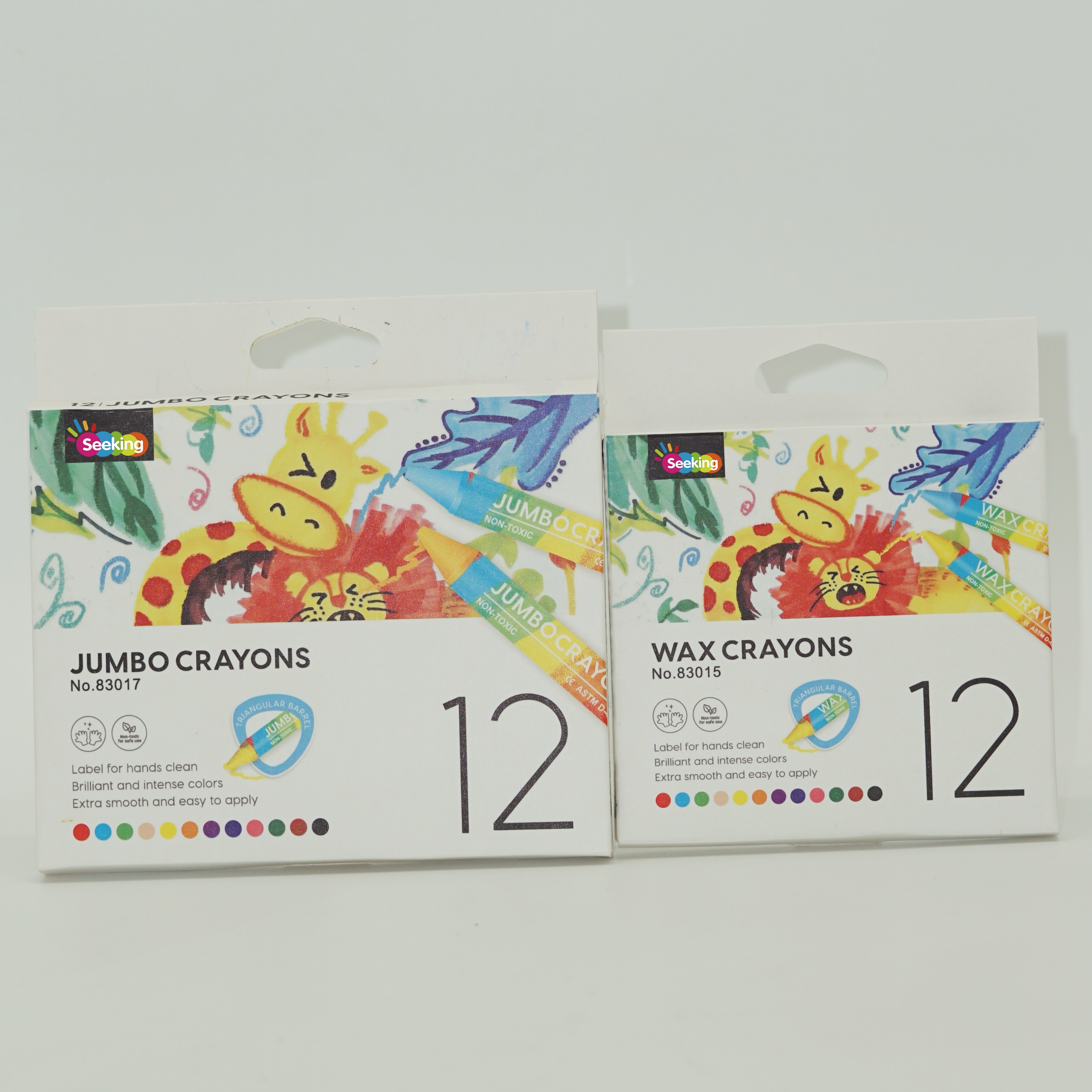 어린이를 위한 무독성 삼각형 통 모양의 12색 왁스 크레용 세트 9