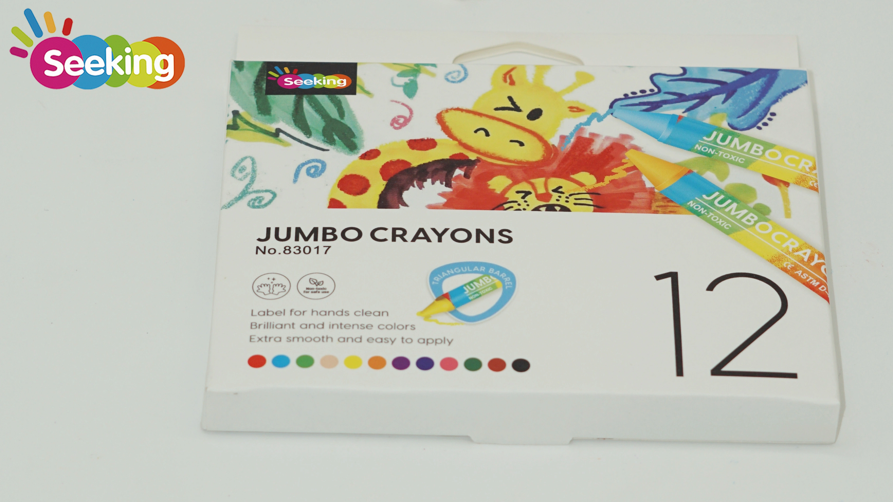 Crayones Jumbo de alta calidad, 12 colores, barril triangular, no tóxicos para niños. 1